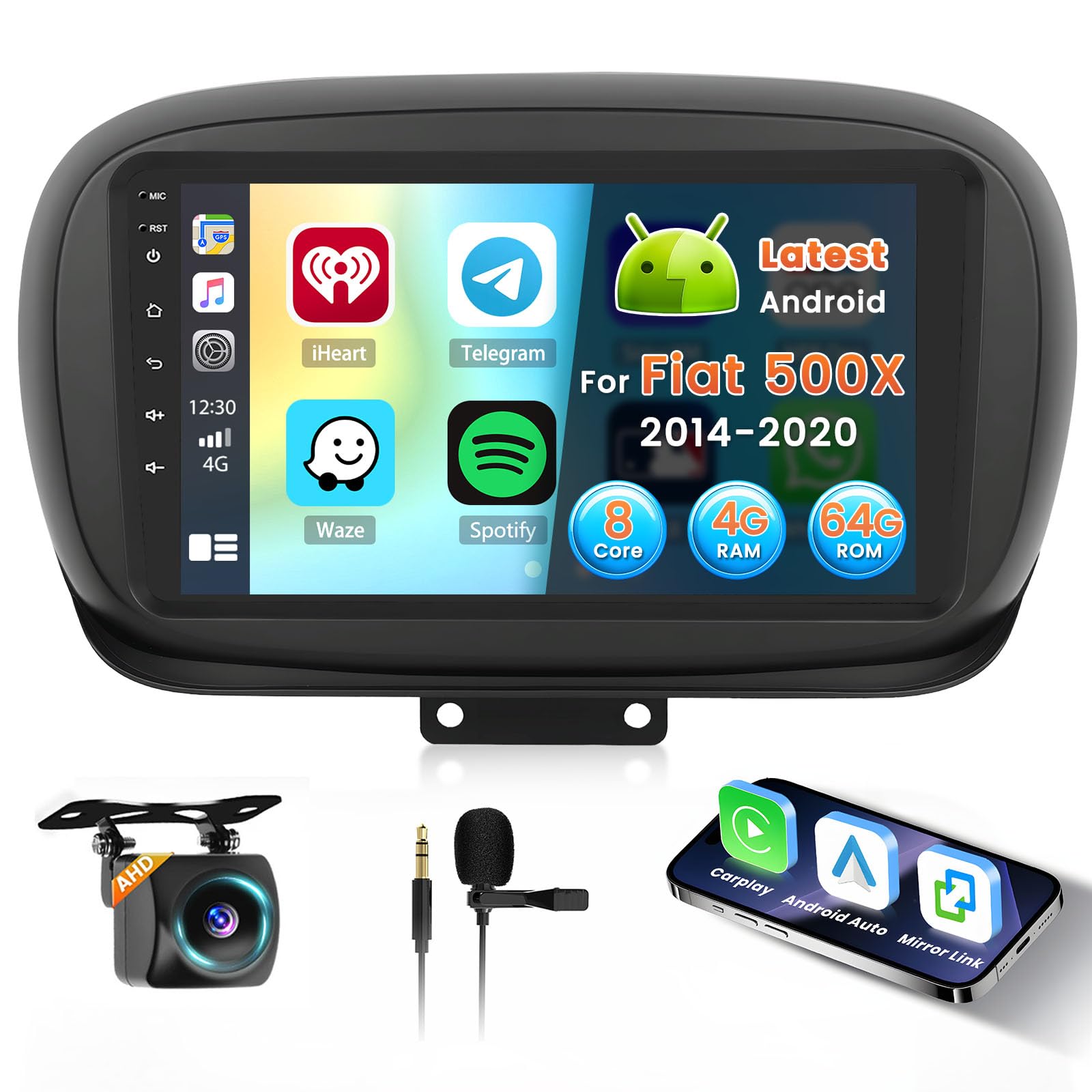Radio Android 15 per Fiat 500X 2014-2020 9 Pollici