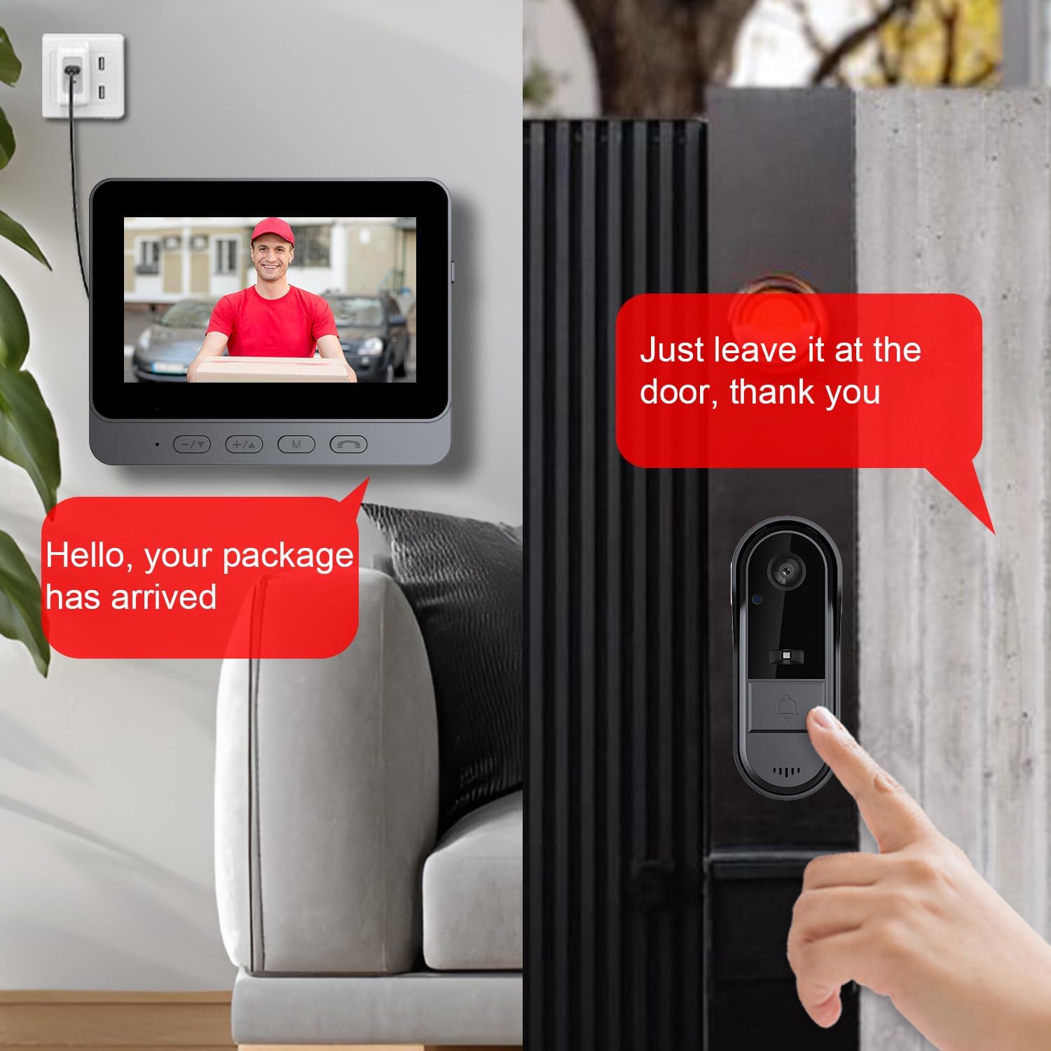 Tkmars Videocitofono Wireless Esterno 1080P con Schermo 4.3" - immagine 2