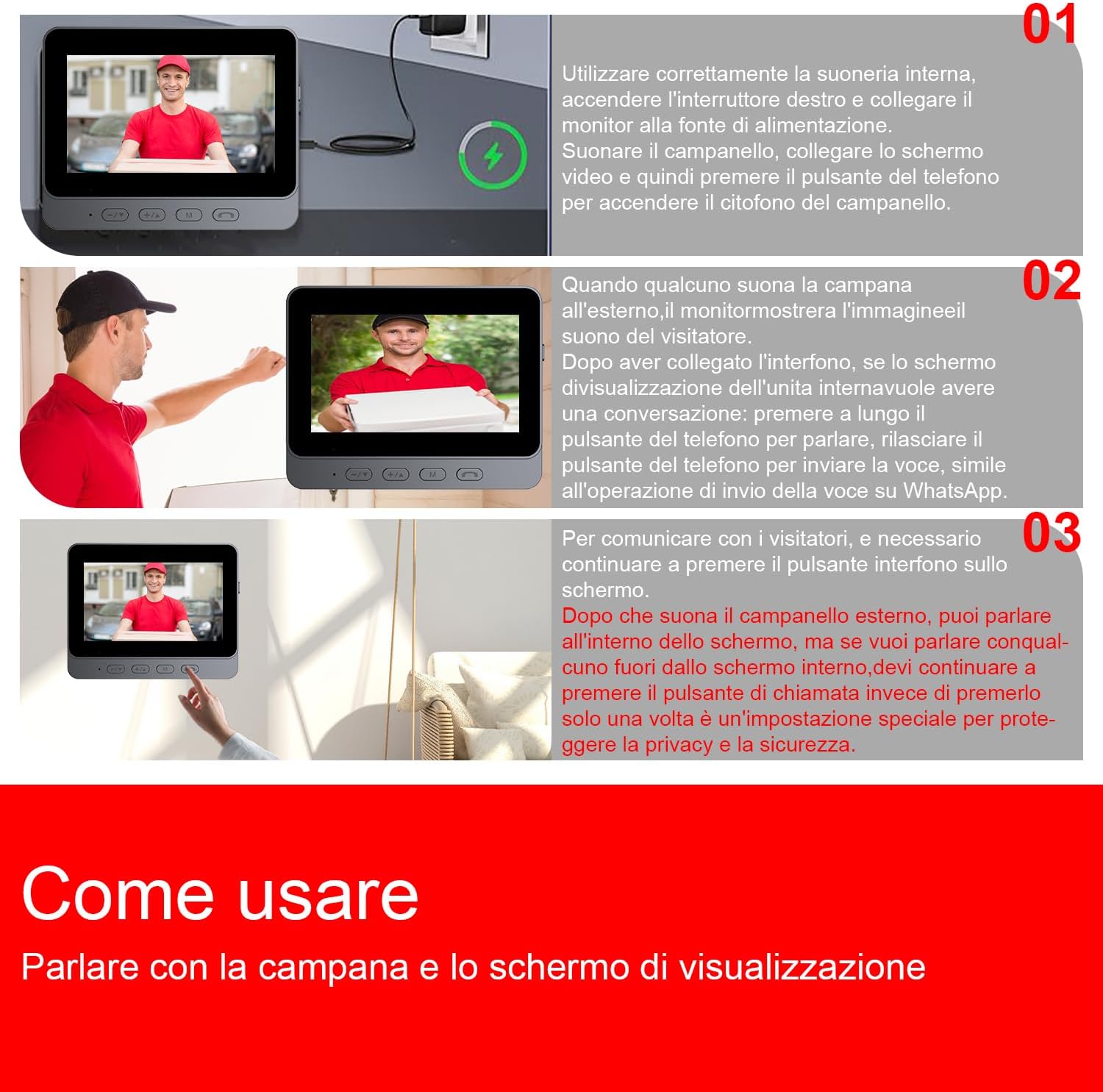 Tkmars Videocitofono Wireless Esterno 1080P con Schermo 4.3" - immagine 8