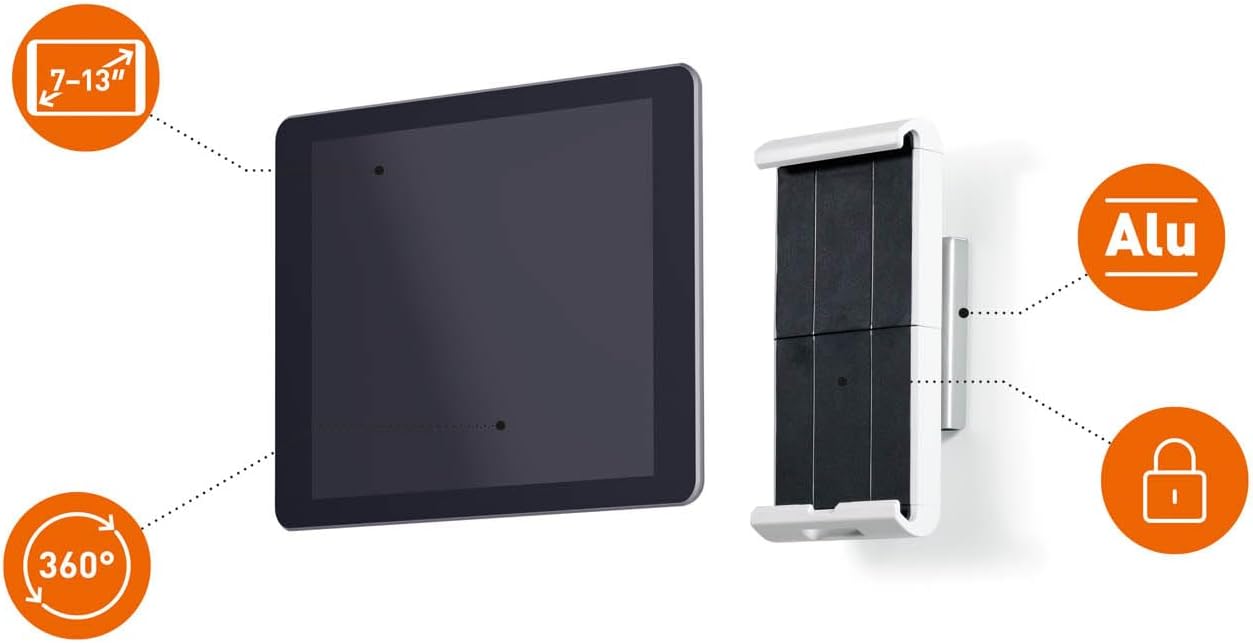Durable Supporto da Parete per Tablet 7-13 pollici, Bianco - immagine 2