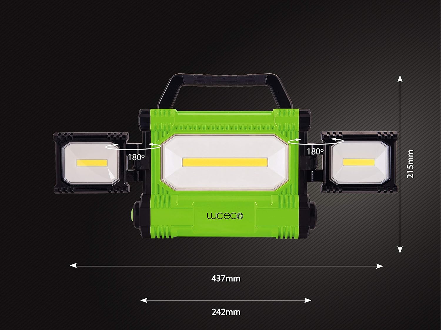 Luceco Luce da Lavoro LED Multidirezionale 50W, Nero/Verde - immagine 6