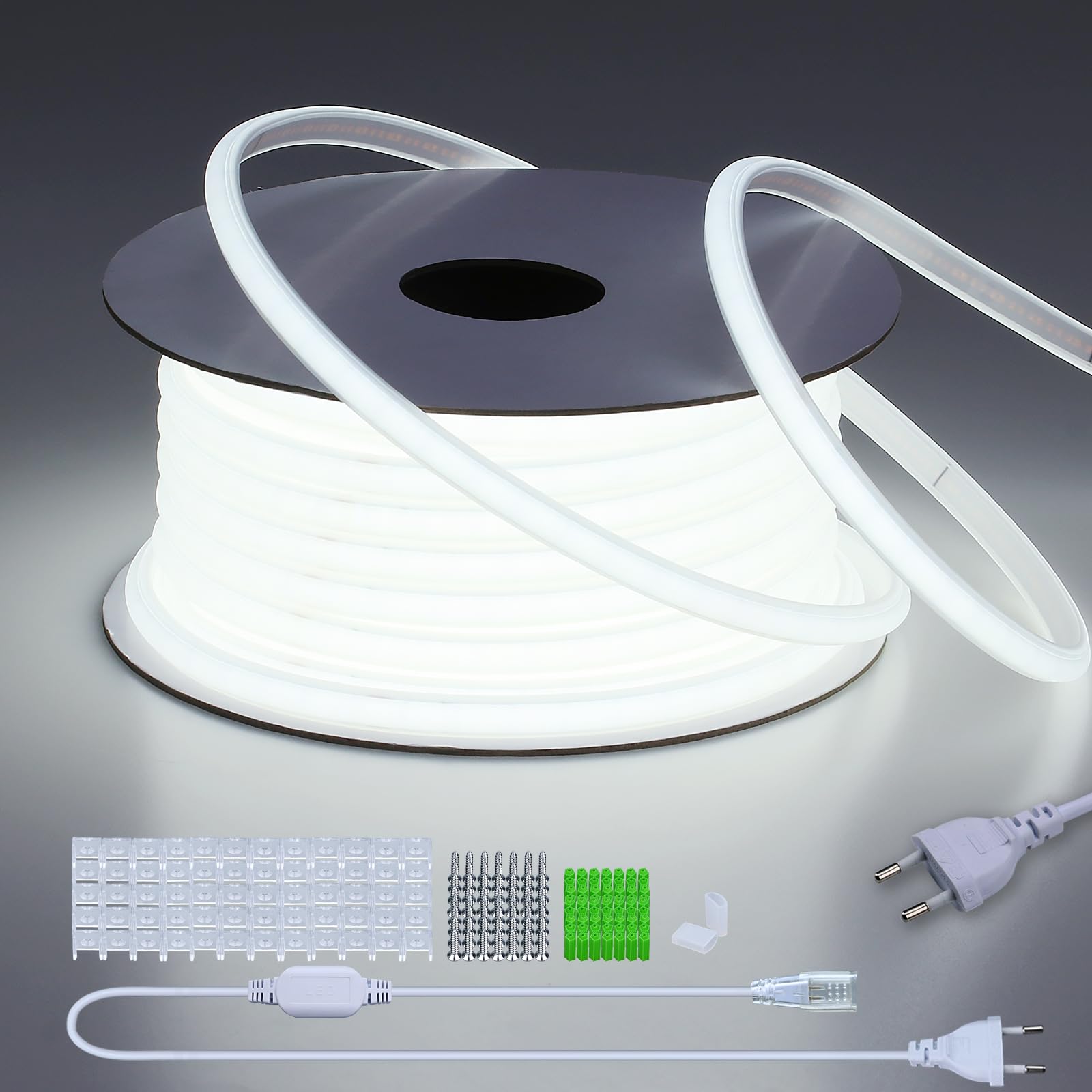 Striscia LED COB 220V Esterno Impermeabile 30m, 6000K