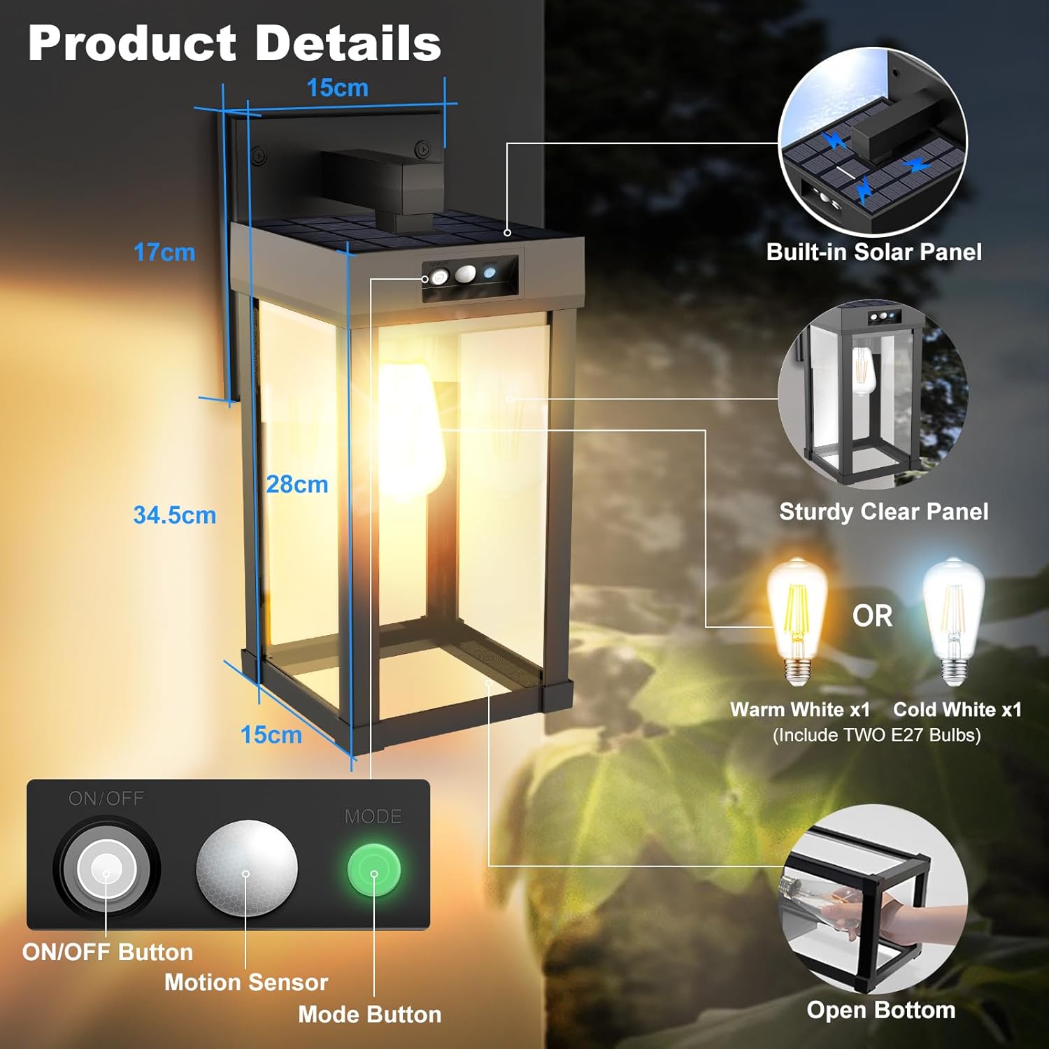 Colbor Faretti Solari a LED da Esterno, 2Pcs - immagine 5