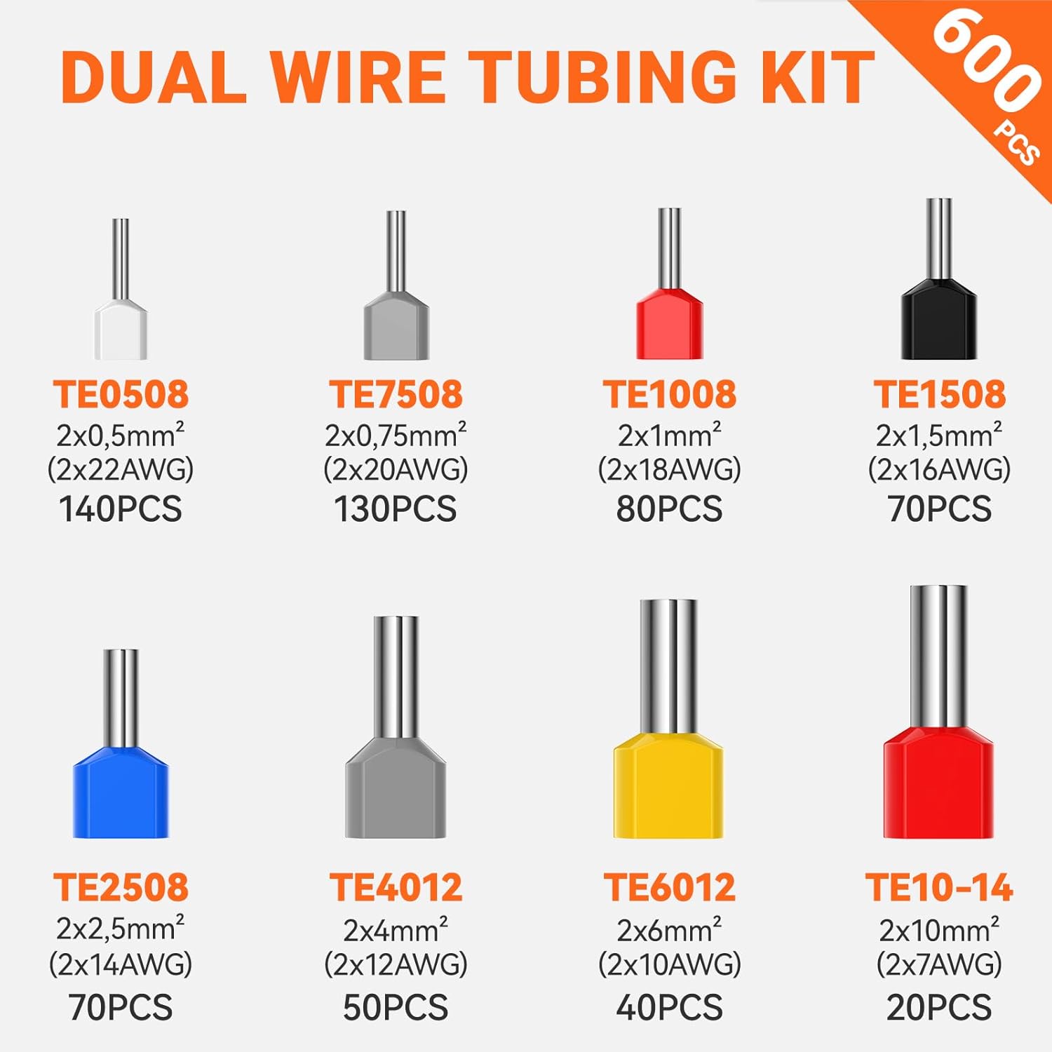 Preciva Puntalini Elettrici a Crimpare 600 pezzi - immagine 3