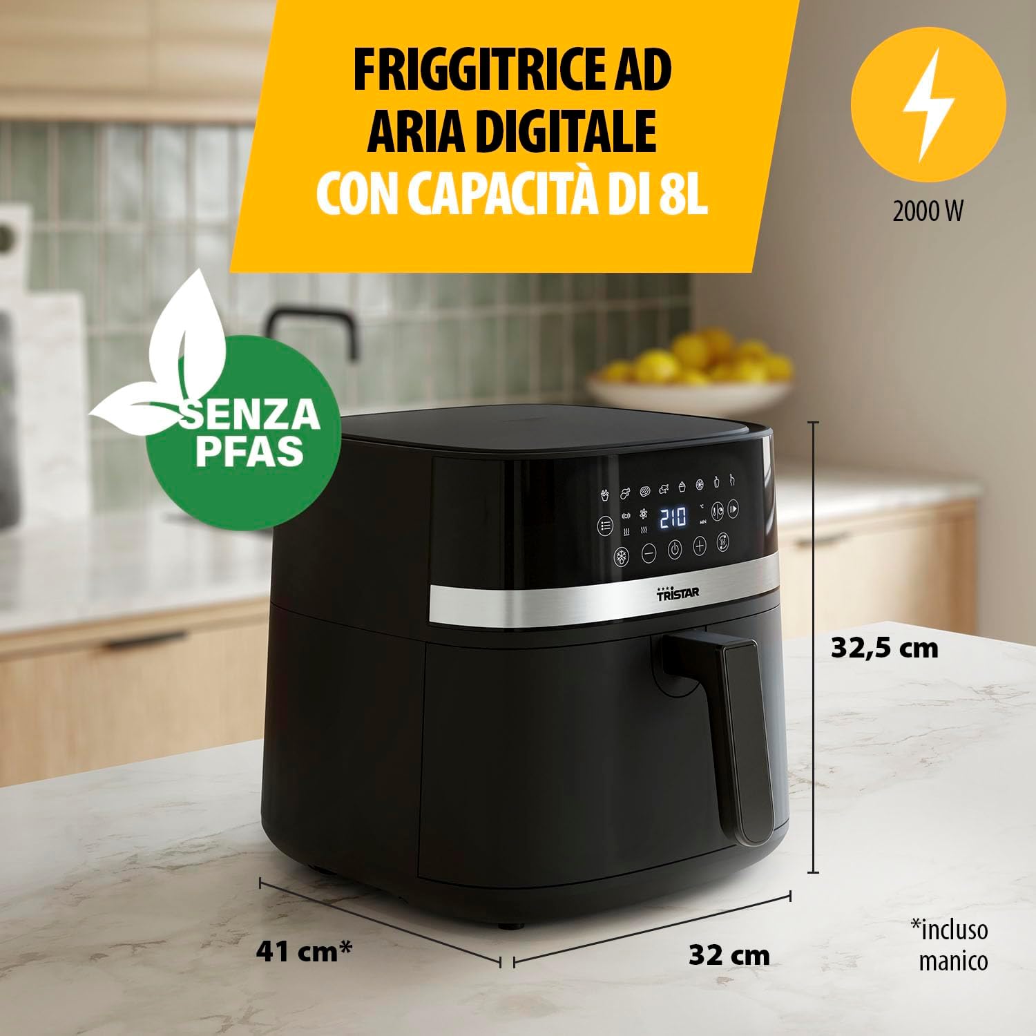 Tristar FR-9418 - Friggitrice ad Aria Digitale 8L 2000W - immagine 2