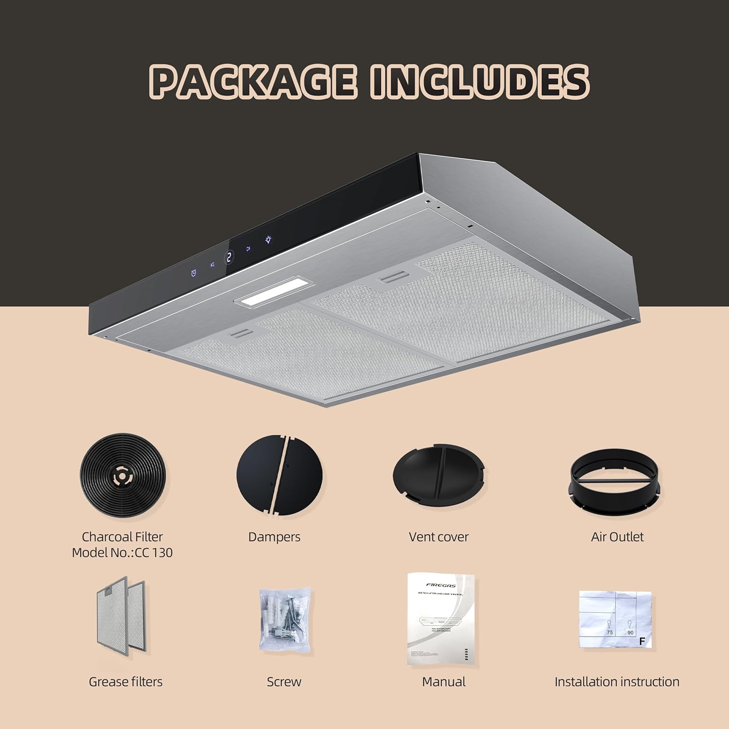 Firegas Cappa Aspirante 60cm Inox - immagine 6