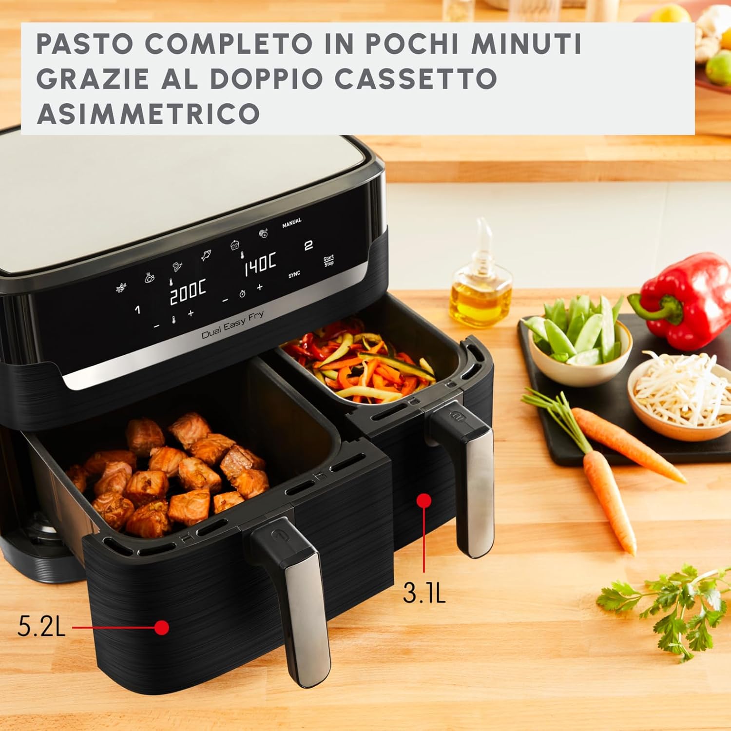 Moulinex Dual Easy Fry - Friggitrice ad Aria Doppio Cestello XL - immagine 2