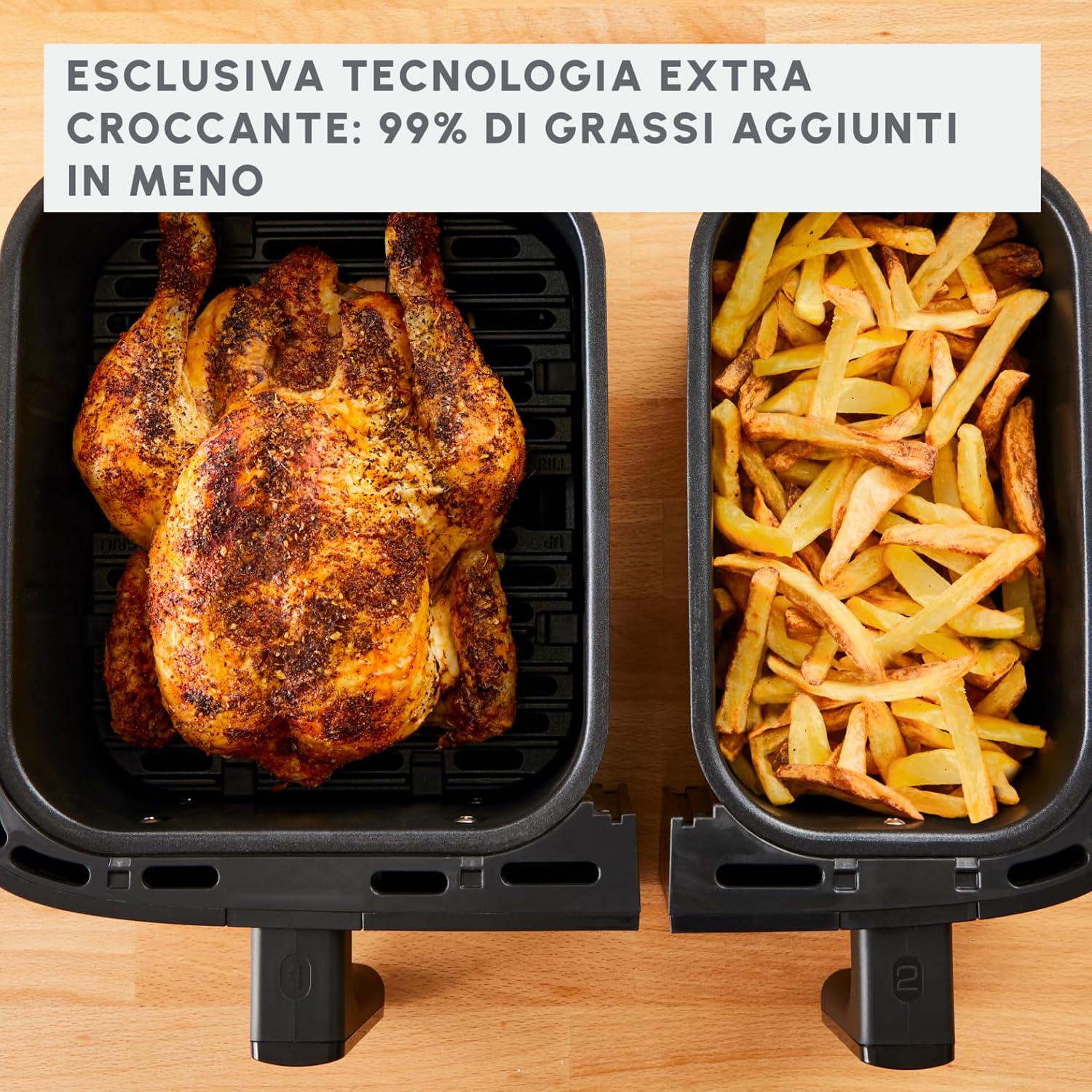 Moulinex Dual Easy Fry - Friggitrice ad Aria Doppio Cestello XL - immagine 5