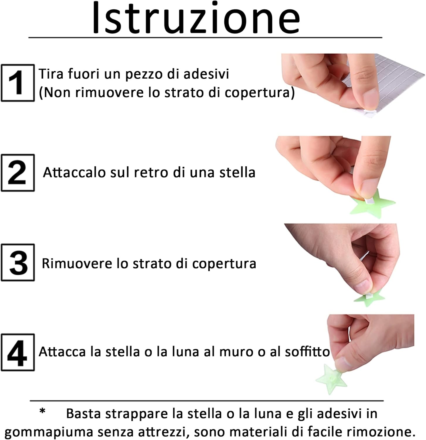 Stelle Fluorescenti Adesive Soffitto 200 Pezzi 3D - immagine 4