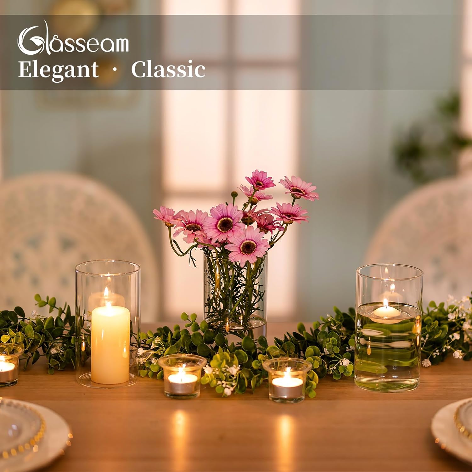 Glasseam Vasi Cilindrici Trasparenti per Fiori - immagine 4