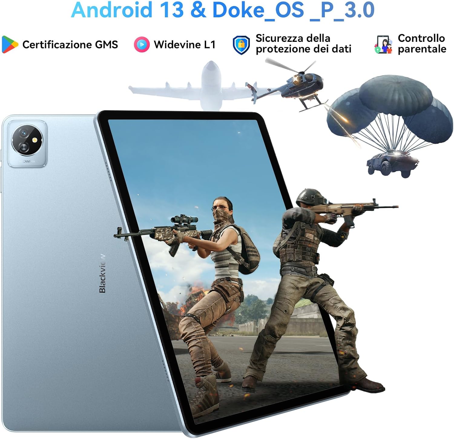 Blackview Tablet 10 Pollici Android 14, 8GB+64GB - immagine 3