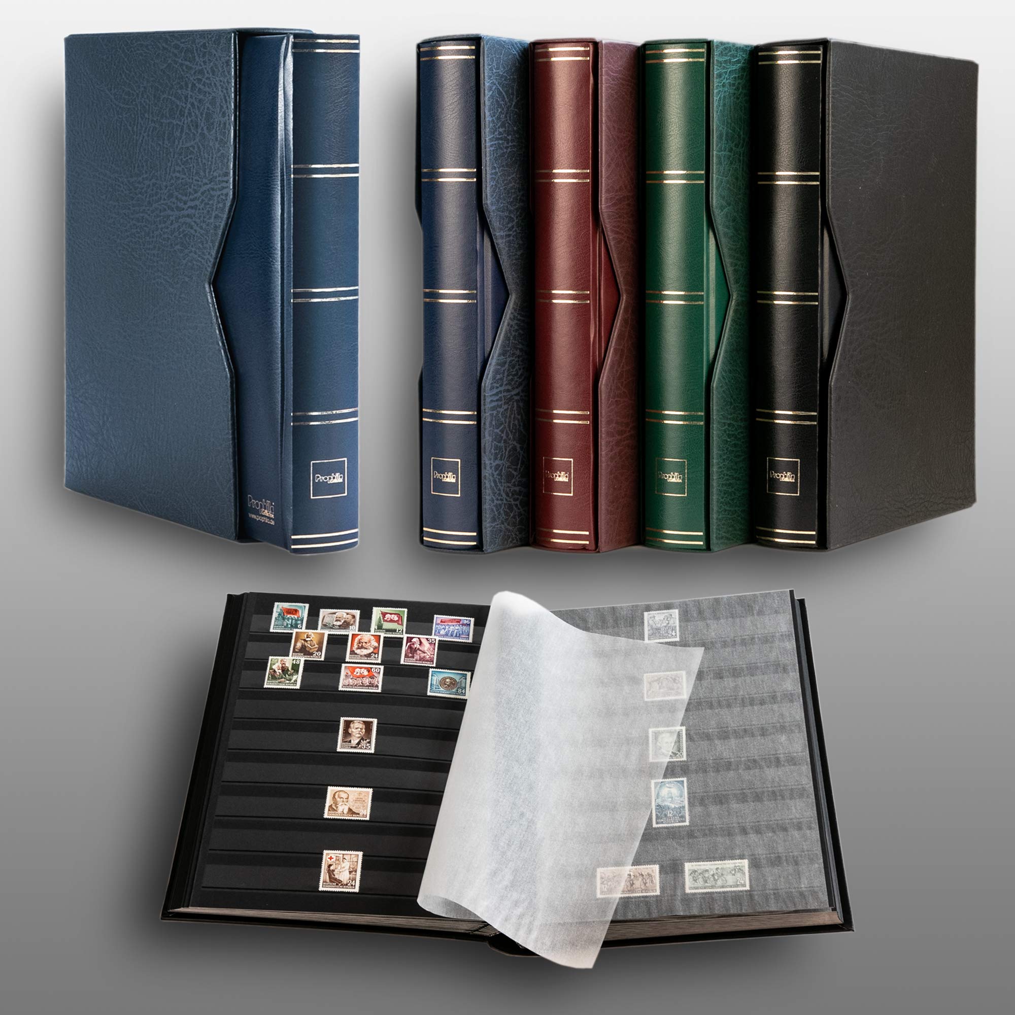 Prophila Leuchtturm classificatori 60 Pagine Nere con Cofanetto Blu