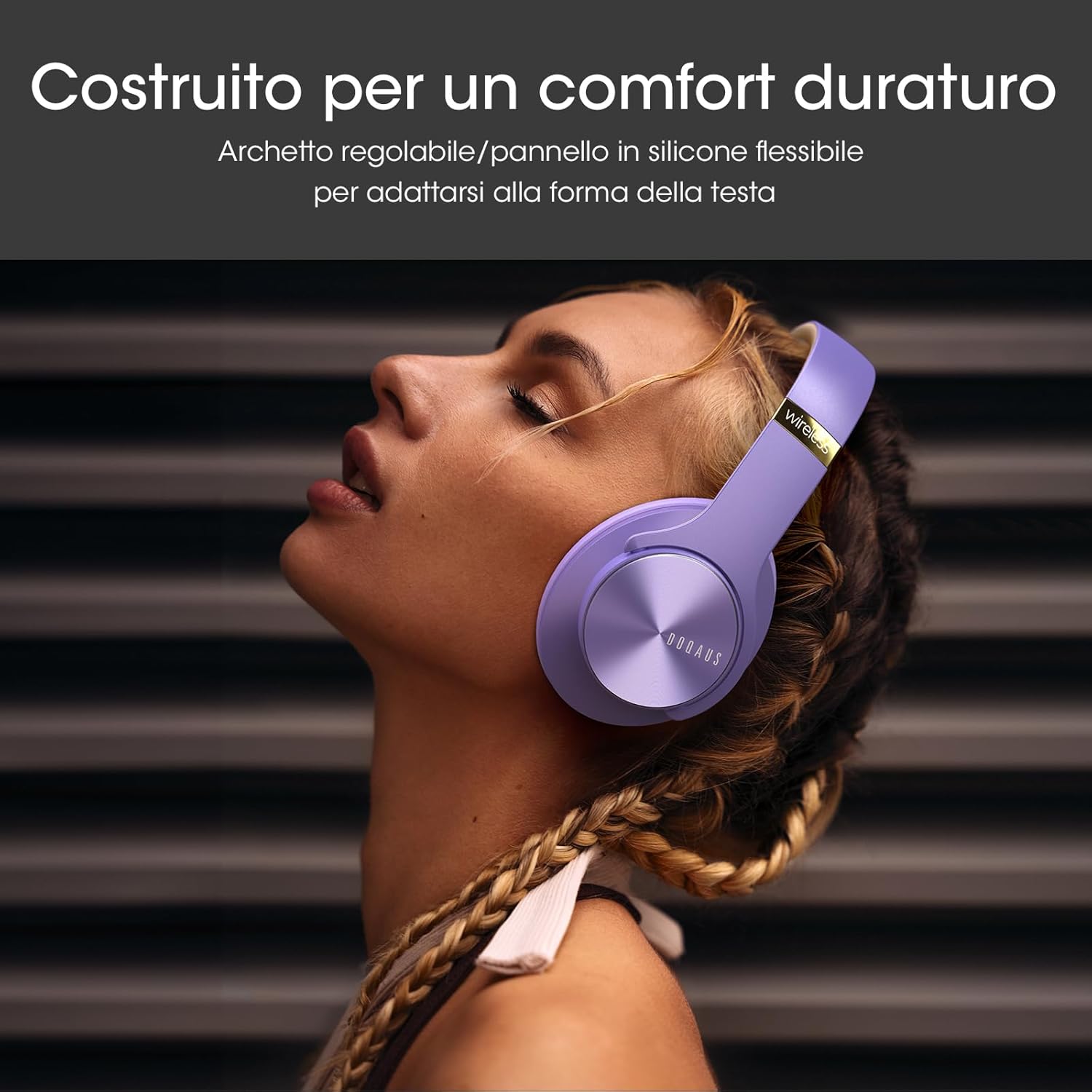 Doqaus Cuffie Bluetooth Wireless Over Ear 90h, Viola - immagine 4