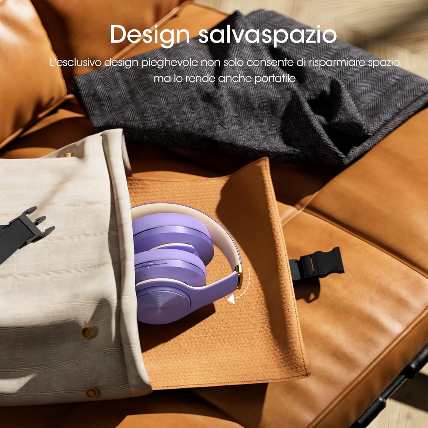 Doqaus Cuffie Bluetooth Wireless Over Ear 90h, Viola - immagine 5