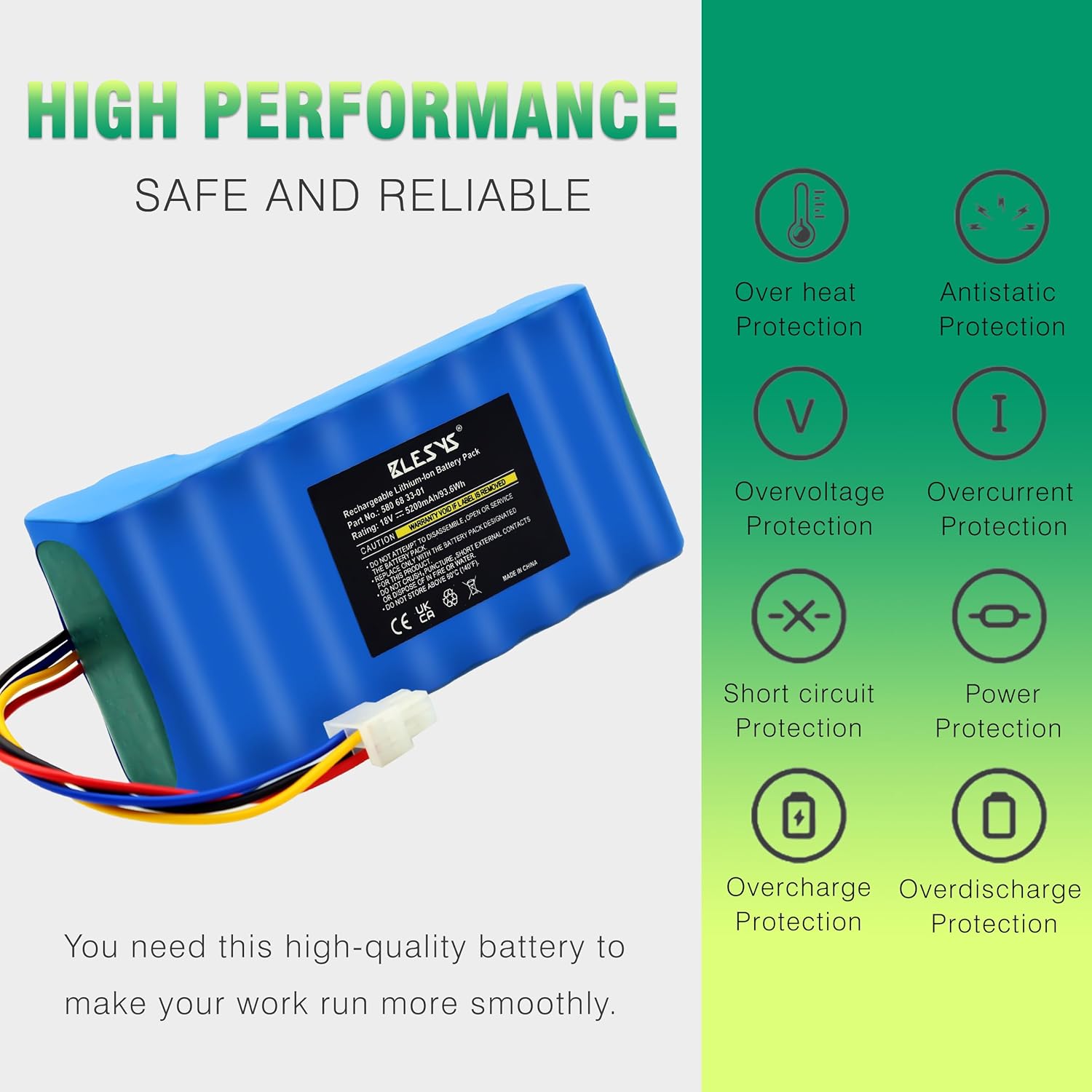 Blesys Batteria 18V 5200mAh per Husqvarna Automower - immagine 6