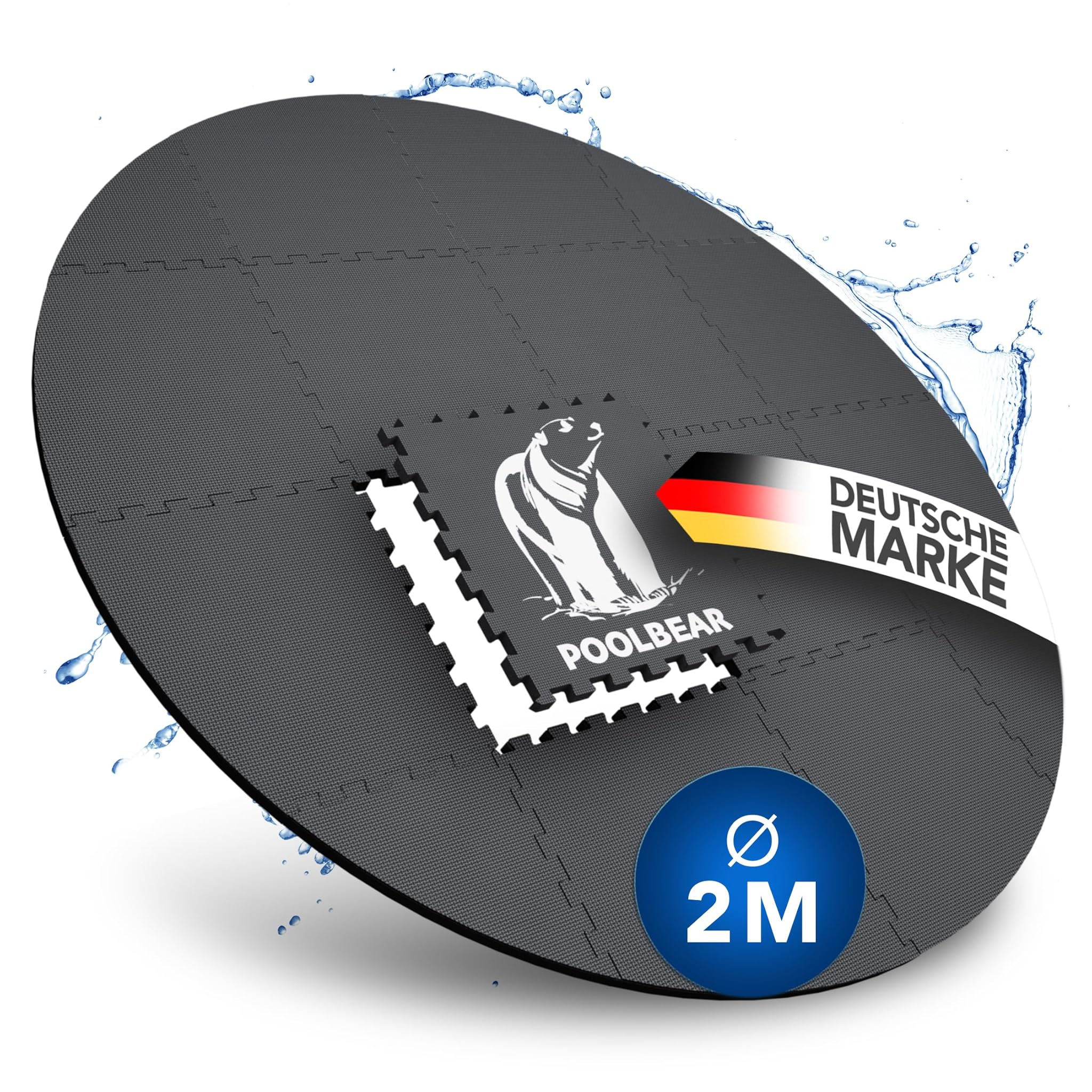 PoolBear Tappetino Rotondo 200 cm per Vasca Idromassaggio, Nero