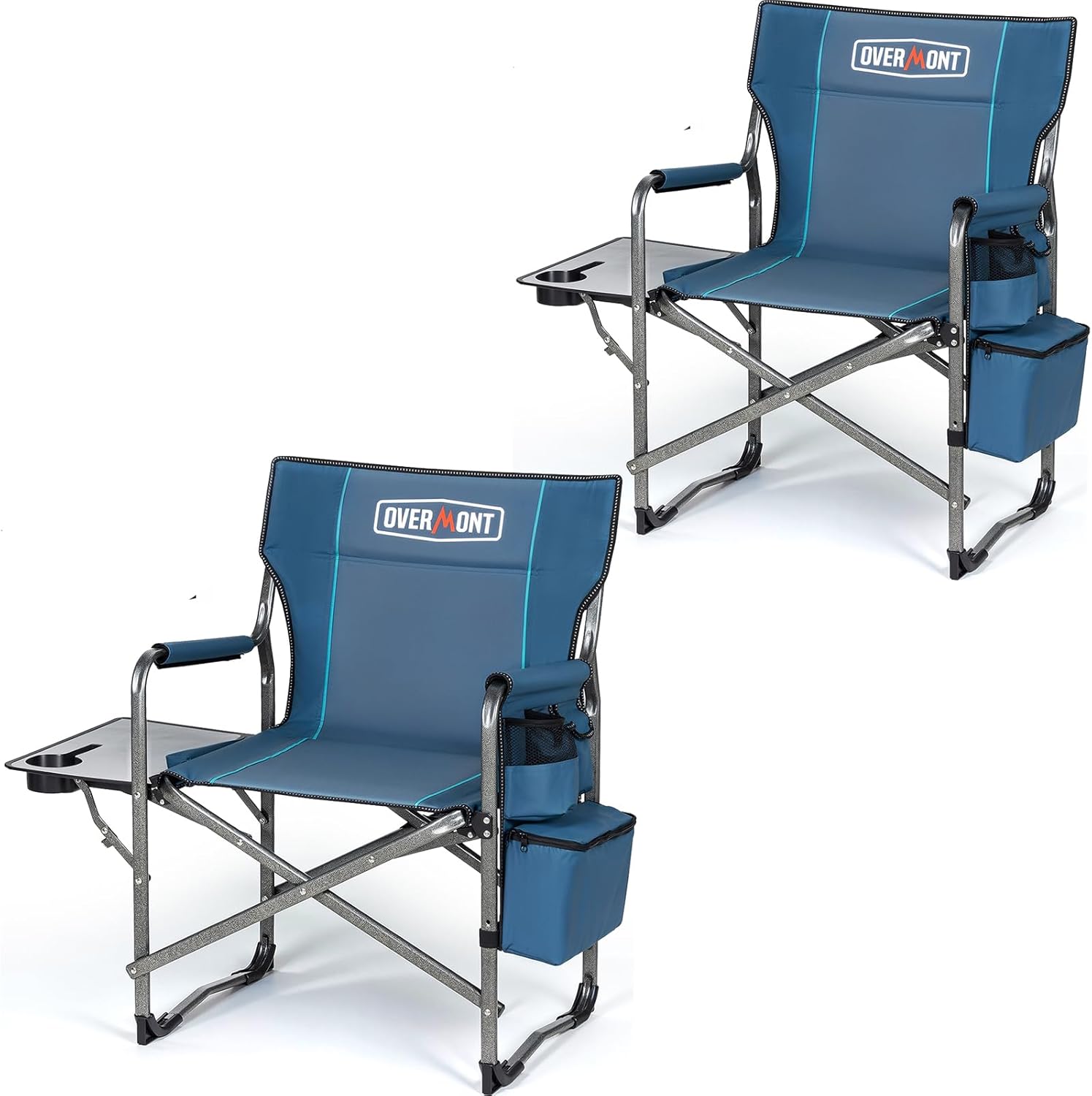 Overmont Sedia da Regista XL Pieghevole Grigio-blu