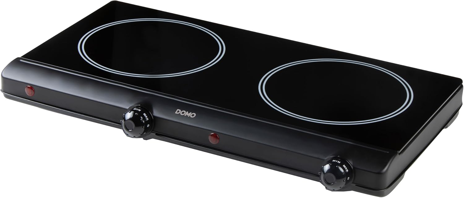 DOMO DO339KP - Piastra di cottura in ceramica ECO, 2 piani cottura, Ø 18 cm