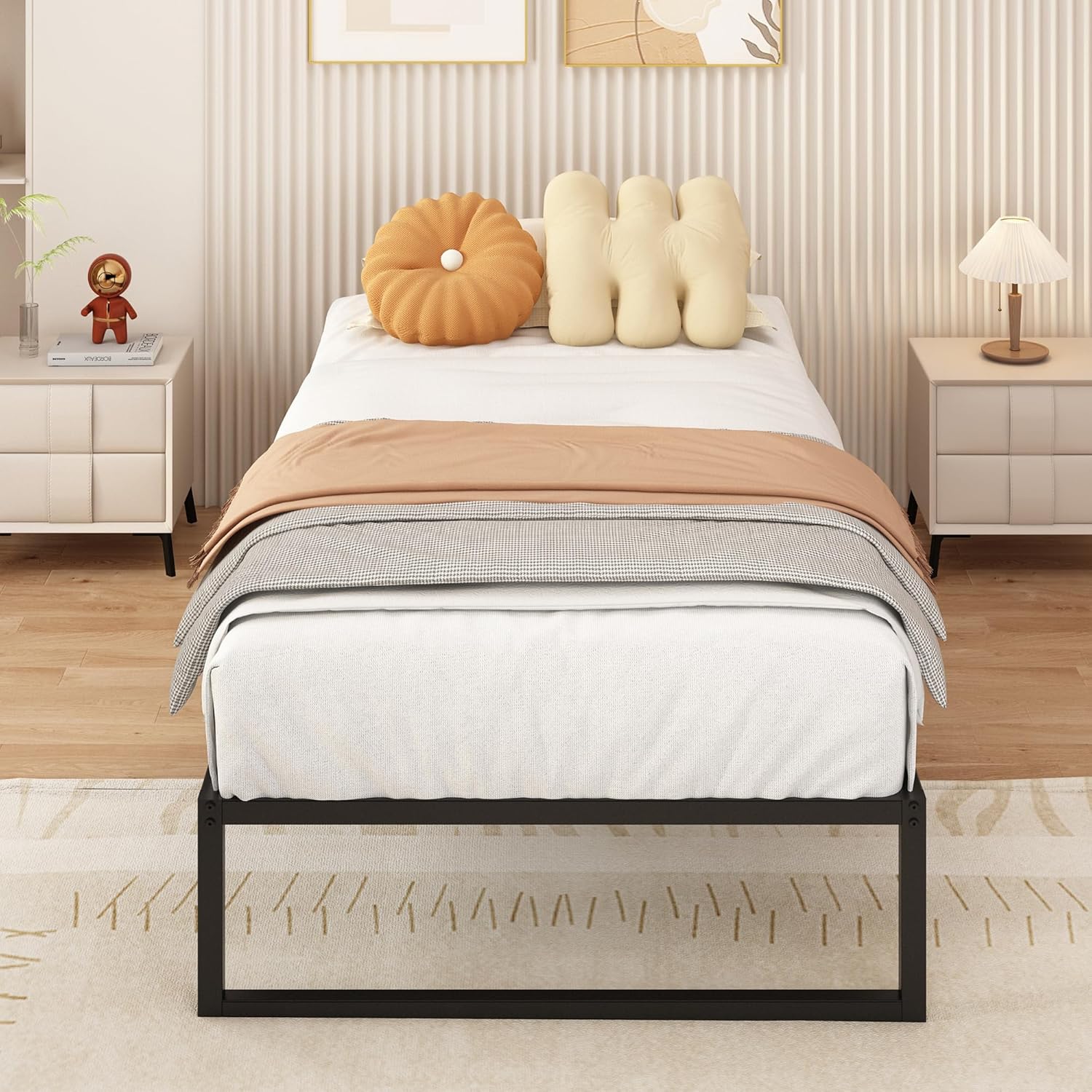 Struttura Letto Singola in Metallo 75x190 cm, Nera - immagine 3
