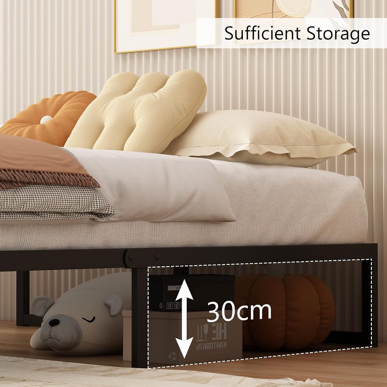 Struttura Letto Singola in Metallo 75x190 cm, Nera - immagine 5