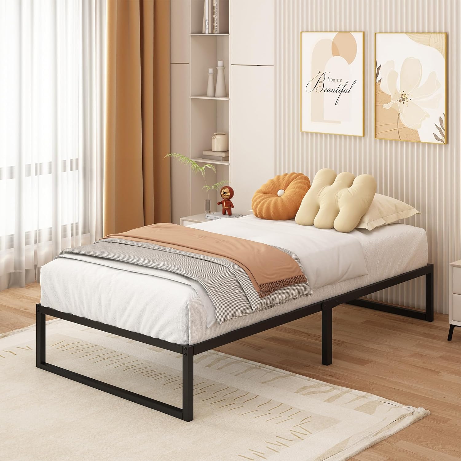 Struttura Letto Singola in Metallo 75x190 cm, Nera - immagine 6