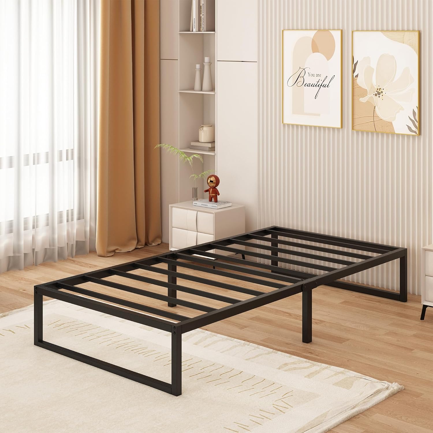 Struttura Letto Singola in Metallo 75x190 cm, Nera - immagine 7