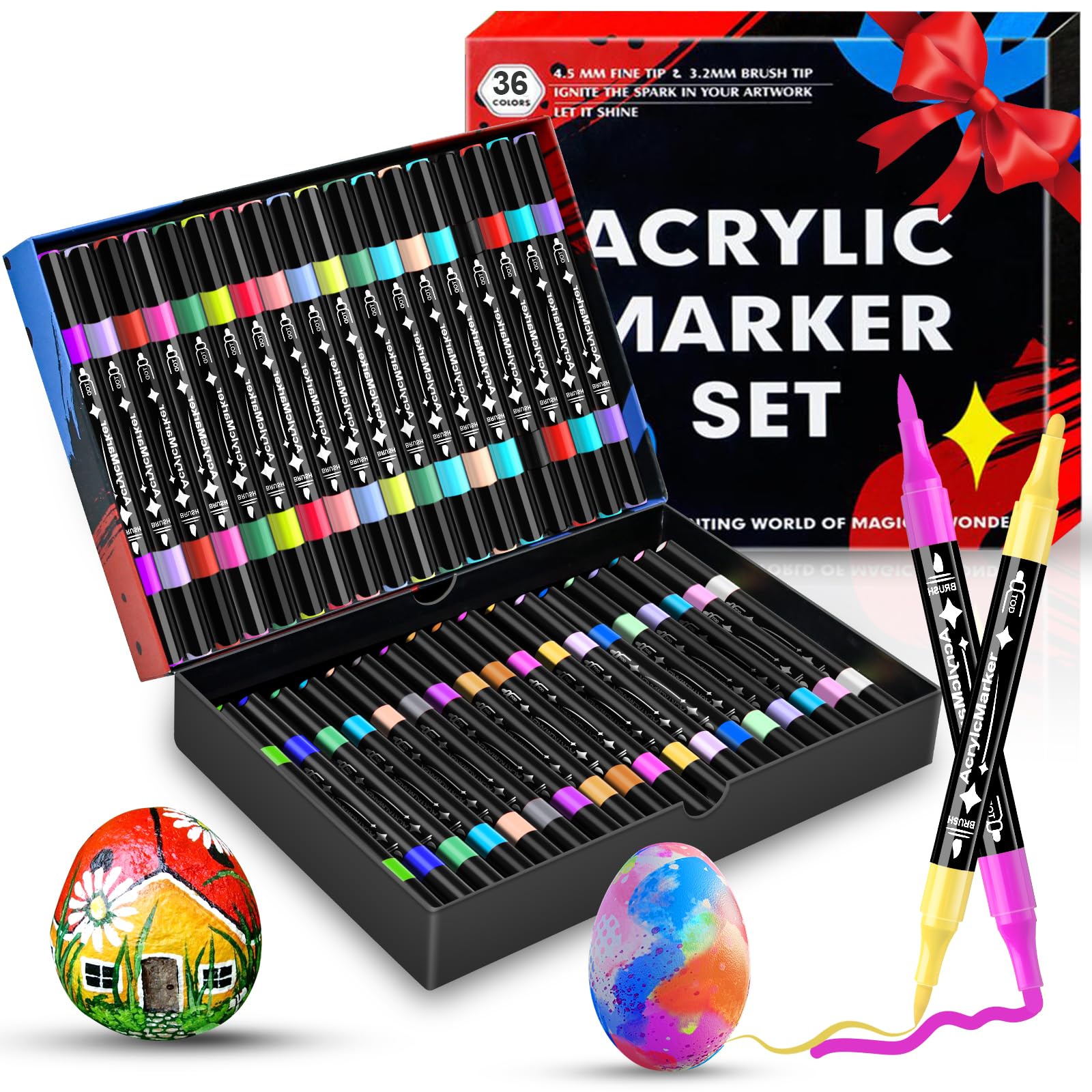 Set 36 Pennarelli Acrilici Doppia Punta