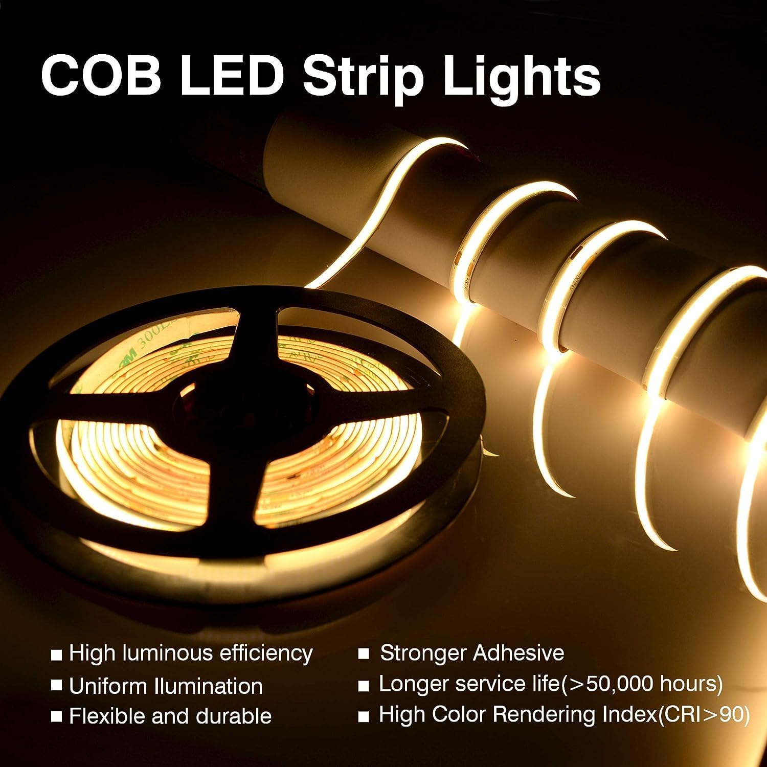 Berixdeep Striscia LED COB 15 Metri Bianco Caldo - immagine 3