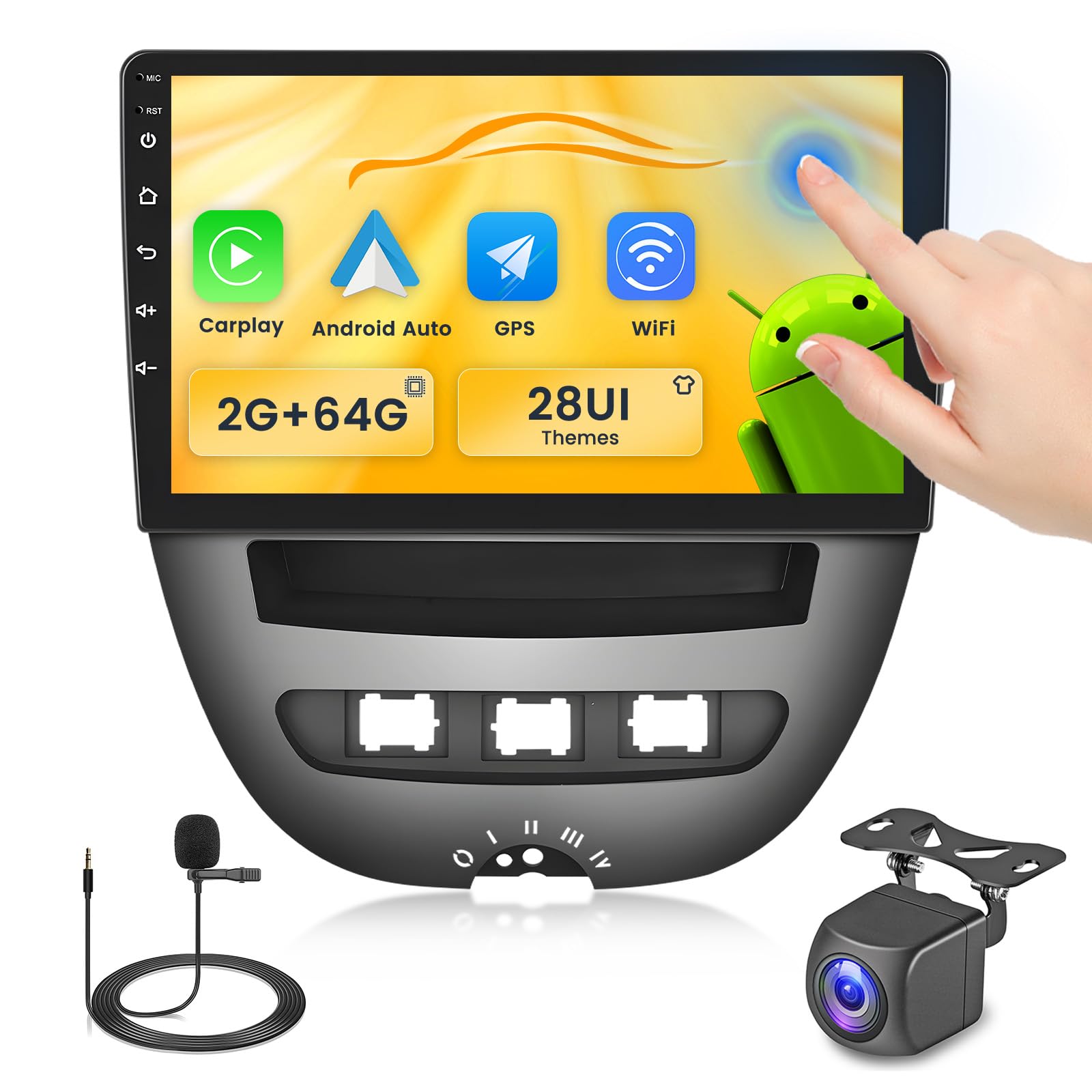 Fuluku Autoradio 10.1" Android 13 per Toyota Aygo/Peugeot 107/Citroen C1