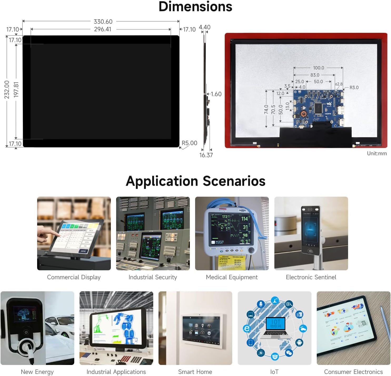 Waveshare 14inch 2K Capacitive Touch IPS Display Panel - immagine 7