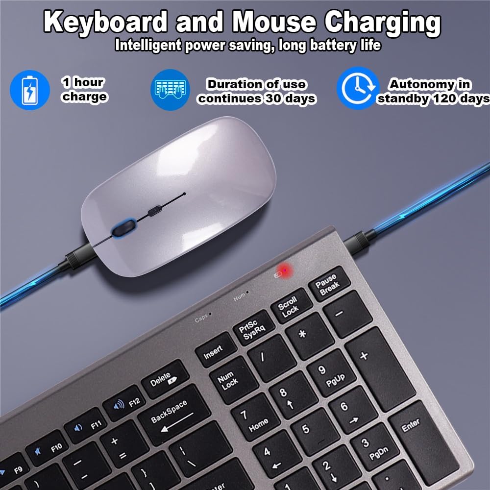 Set Tastiera e Mouse Wireless Ricaricabile - immagine 2