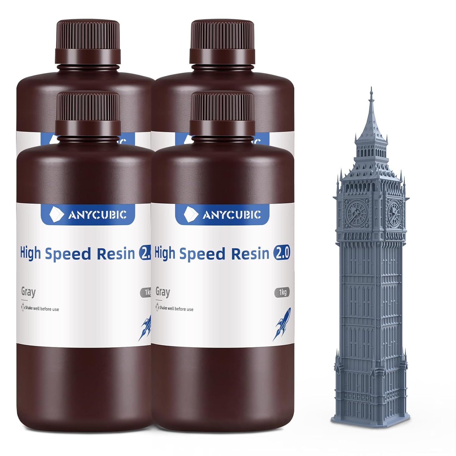 Anycubic High Speed 2.0 Resina 3D per Stampante, Grigio 4KG - immagine 1