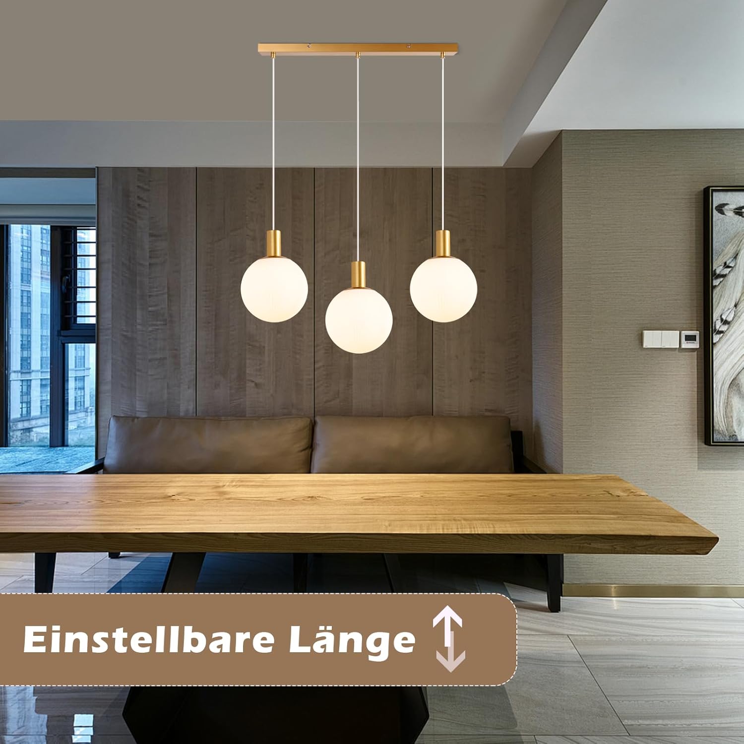 Cbjktx Lampada a Sospensione in Vetro E27 Oro - immagine 2