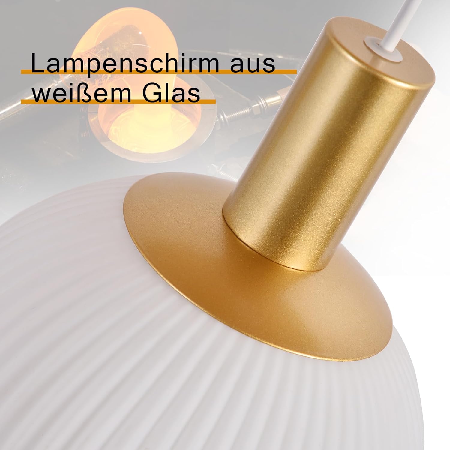 Cbjktx Lampada a Sospensione in Vetro E27 Oro - immagine 6