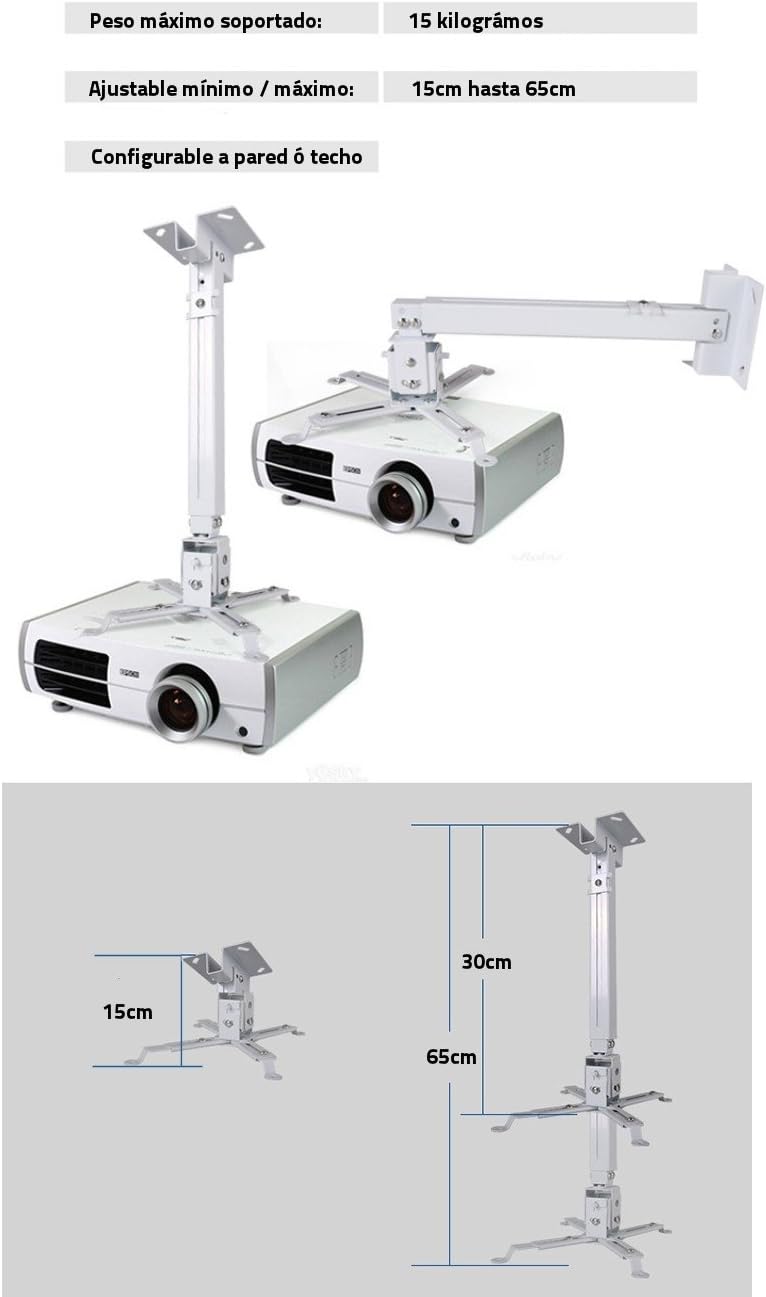 Supporto a soffitto per proiettore, colore: bianco - immagine 3