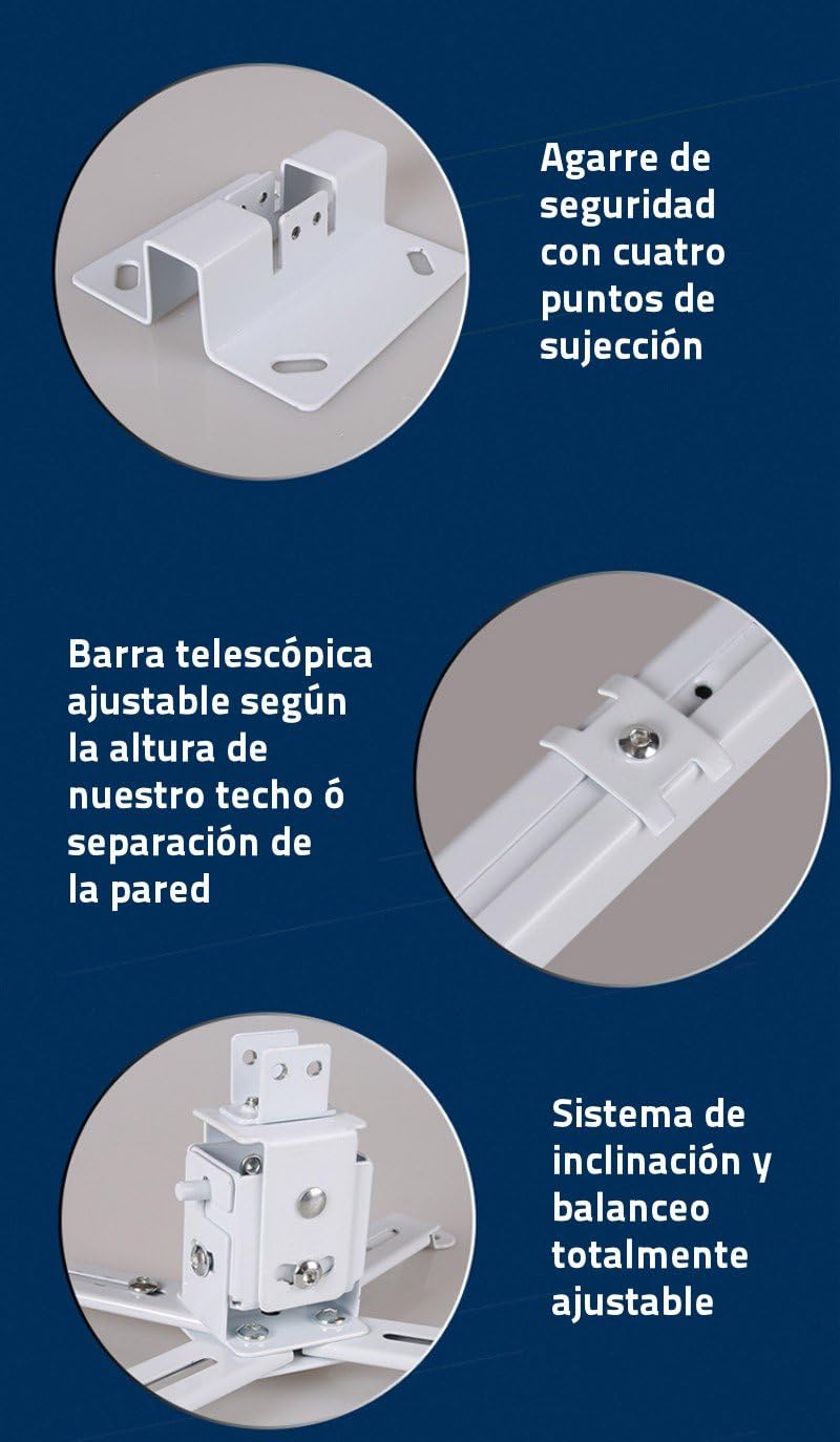 Supporto a soffitto per proiettore, colore: bianco - immagine 5