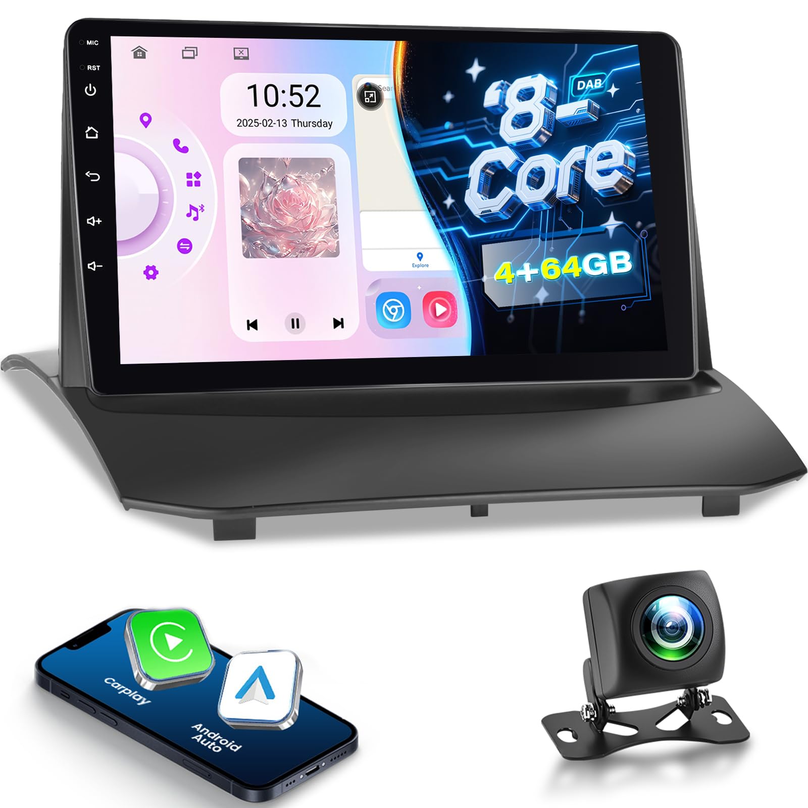 Nhopeew Autoradio 9" per Ford Fiesta (2009-2017)