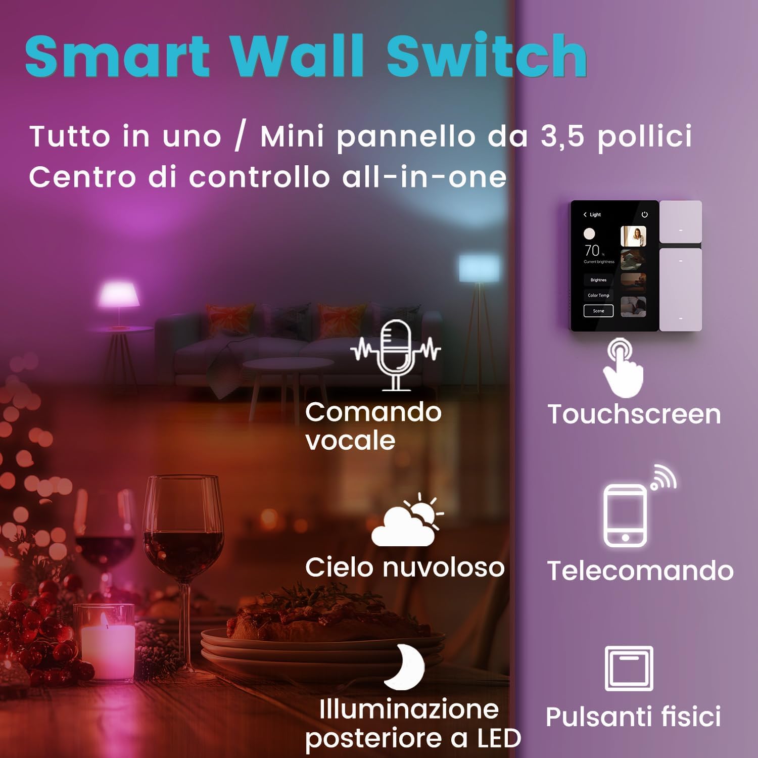 TONGOU WLAN Switch Smart Life Control Panel 3,5 pollici, compatibile con Alexa - immagine 3