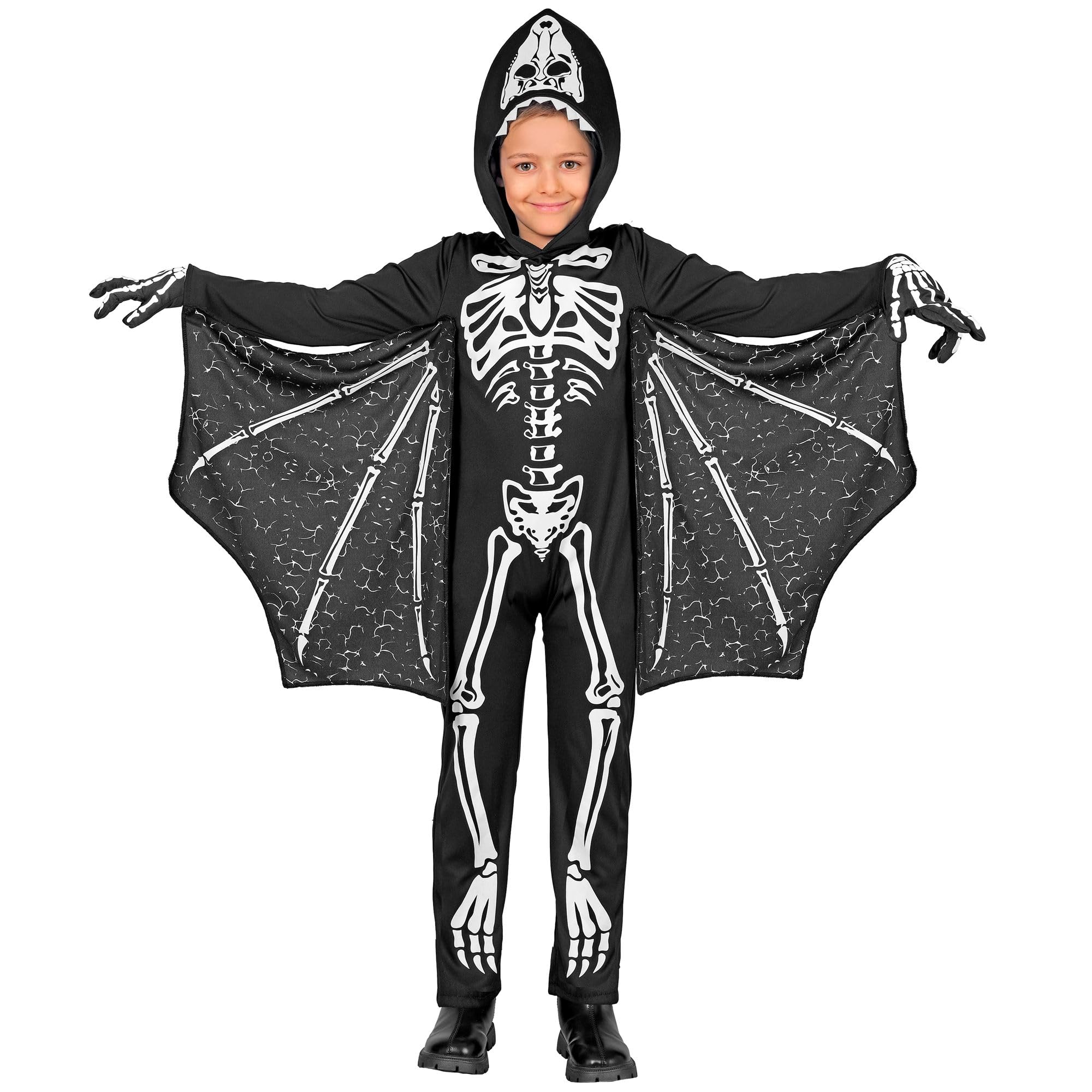 W WIDMANN MILANO Party Fashion - Costume da scheletro pterodattilo per bambini, tuta con ali, dinosauro, travestimento Halloween