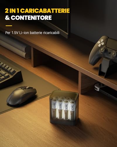 Batzone 8PCS Batterie AA Litio Ricaricabili 3600mWh - immagine 2