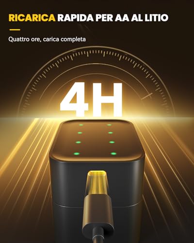 Batzone 8PCS Batterie AA Litio Ricaricabili 3600mWh - immagine 5