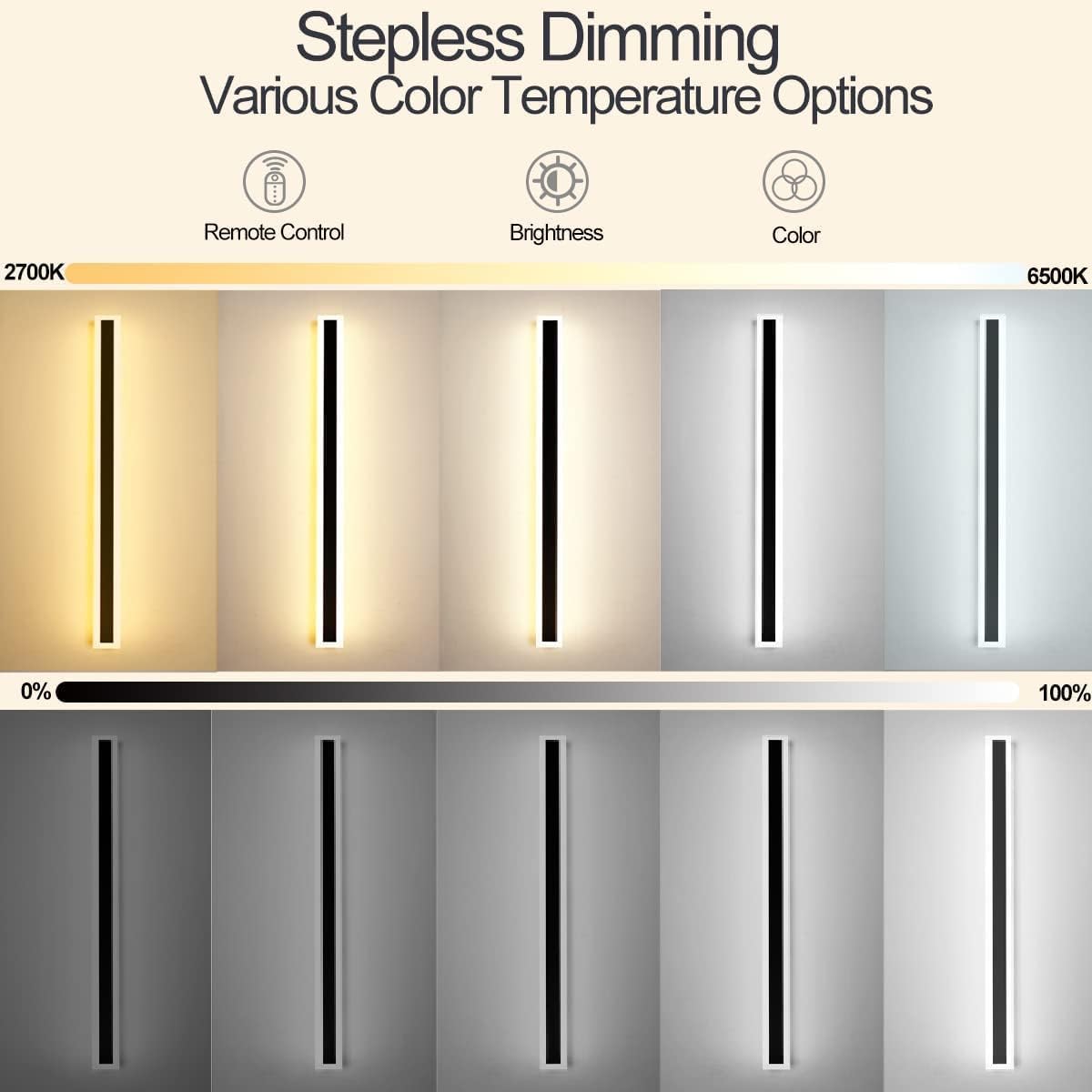 Ztwleed Applique da Esterno Lunga 150CM 36W, Nera - immagine 3