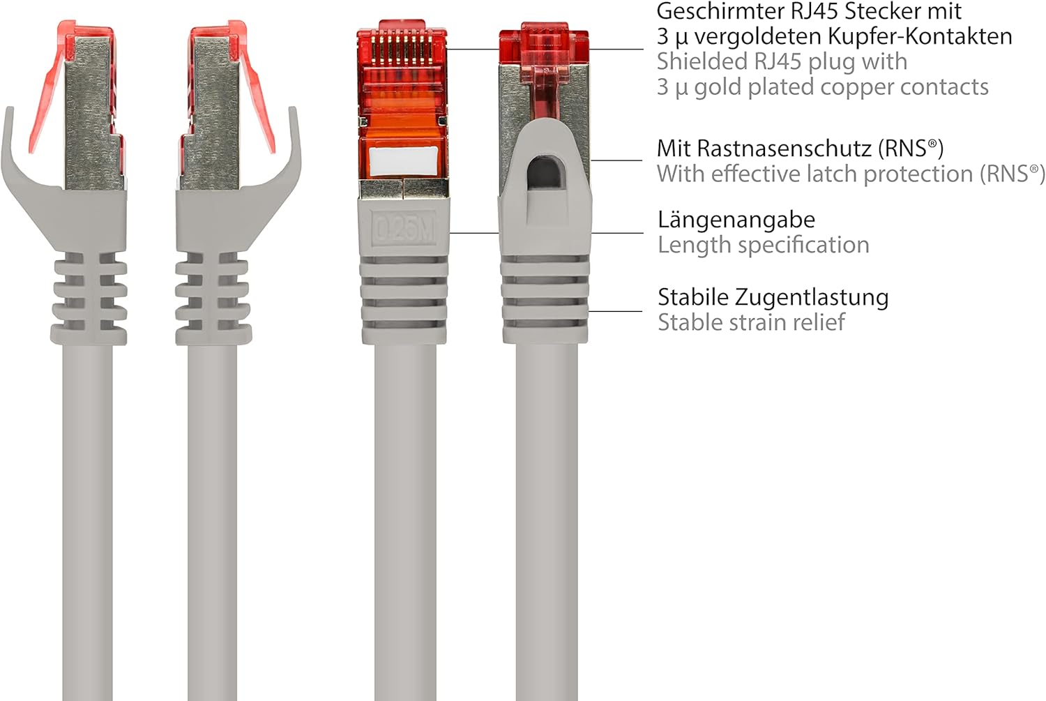ALCASA Elektronik Cavo Ethernet 50 m, Beige - immagine 2