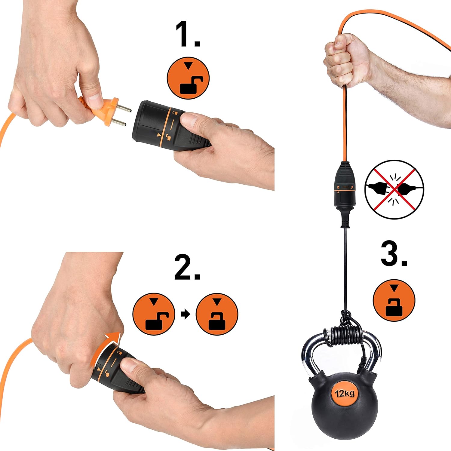 Electraline 01752 Prolunga IP44 20M con Electralock, Nero - immagine 3