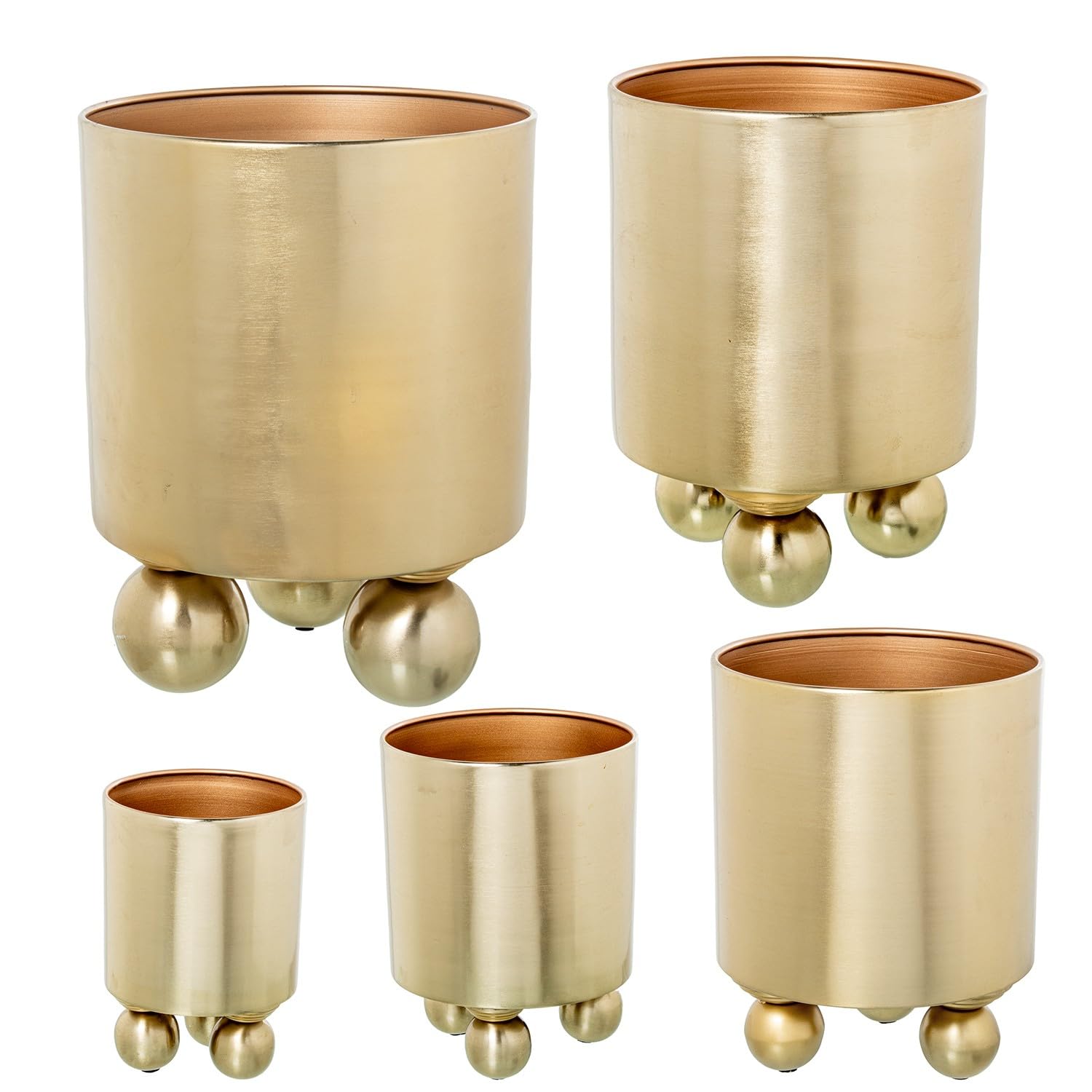 Drw Set 5 Vasi con Piedini in Metallo Dorato