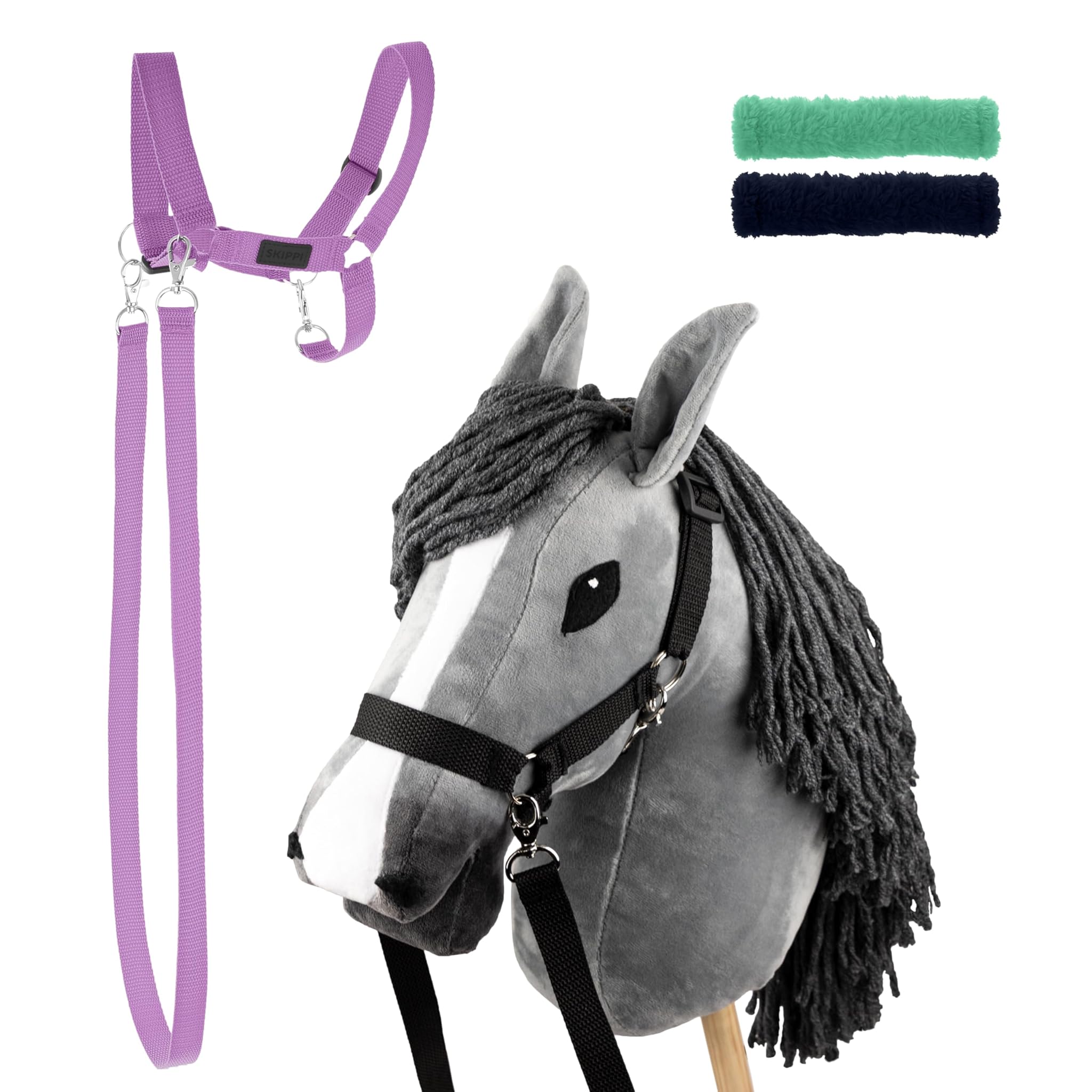 SKIPPI Set Hobby Horse Grigio con Cavezza Lavanda