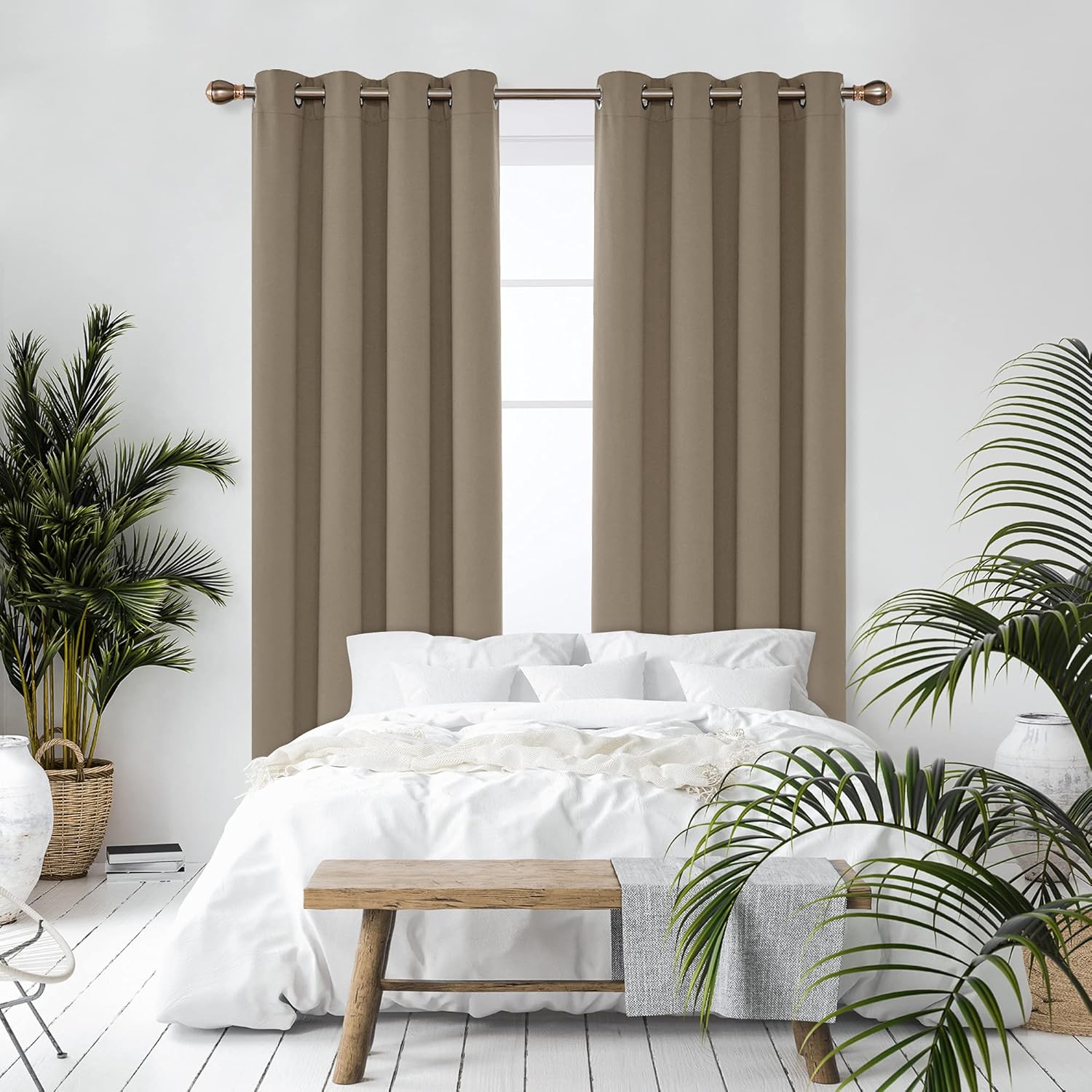 Deconovo Tende Oscuranti 2 Pezzi 140x220 CM, Cachi - immagine 6