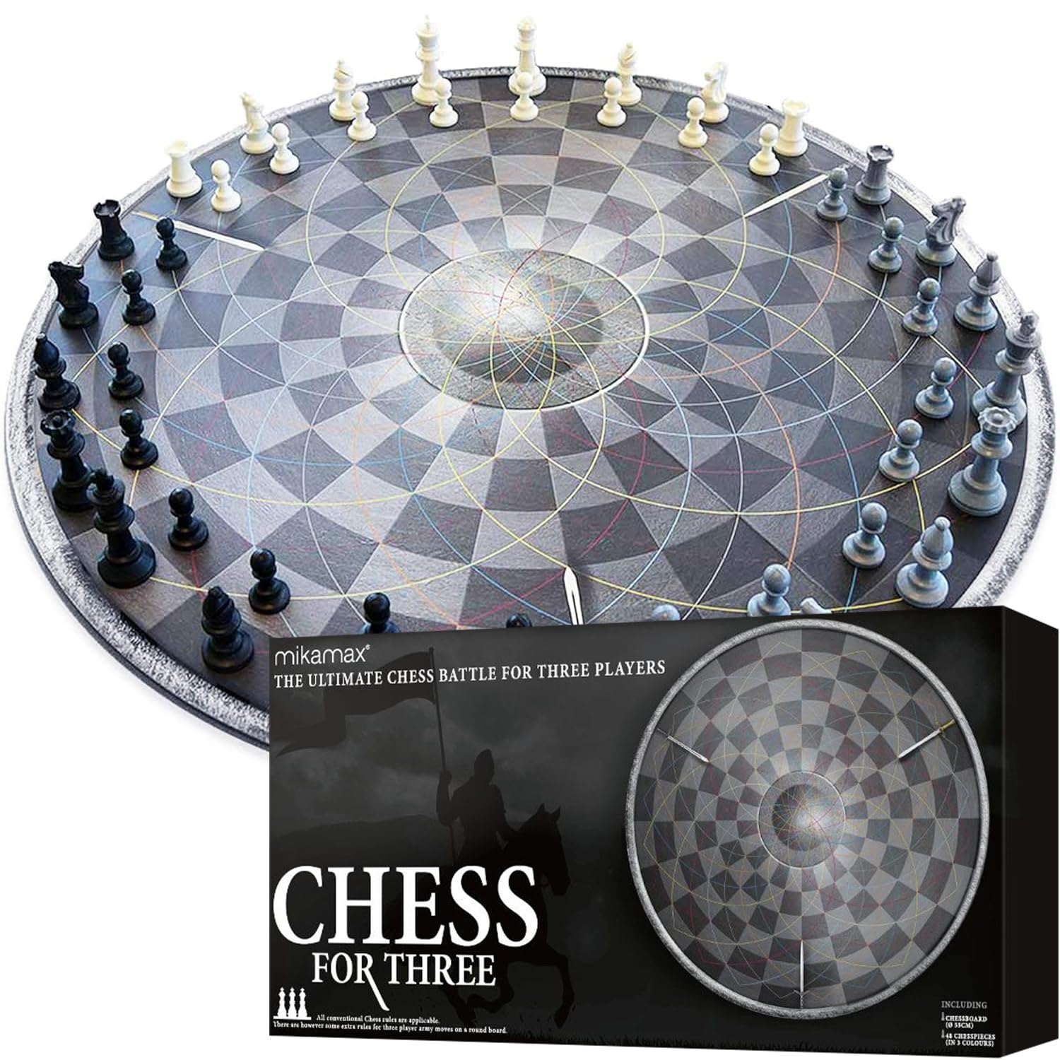 mikamax - Chess for Three - Scacchi per Tre - Nero e Grigio - ø 55cm
