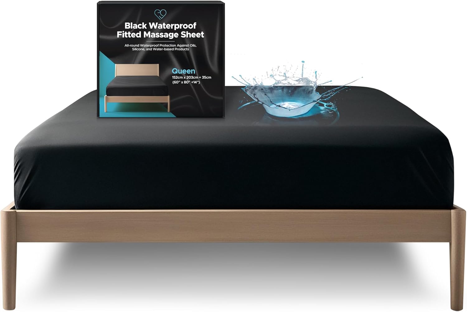 Lenzuolo con Angoli Queen Impermeabile, Nero - immagine 1