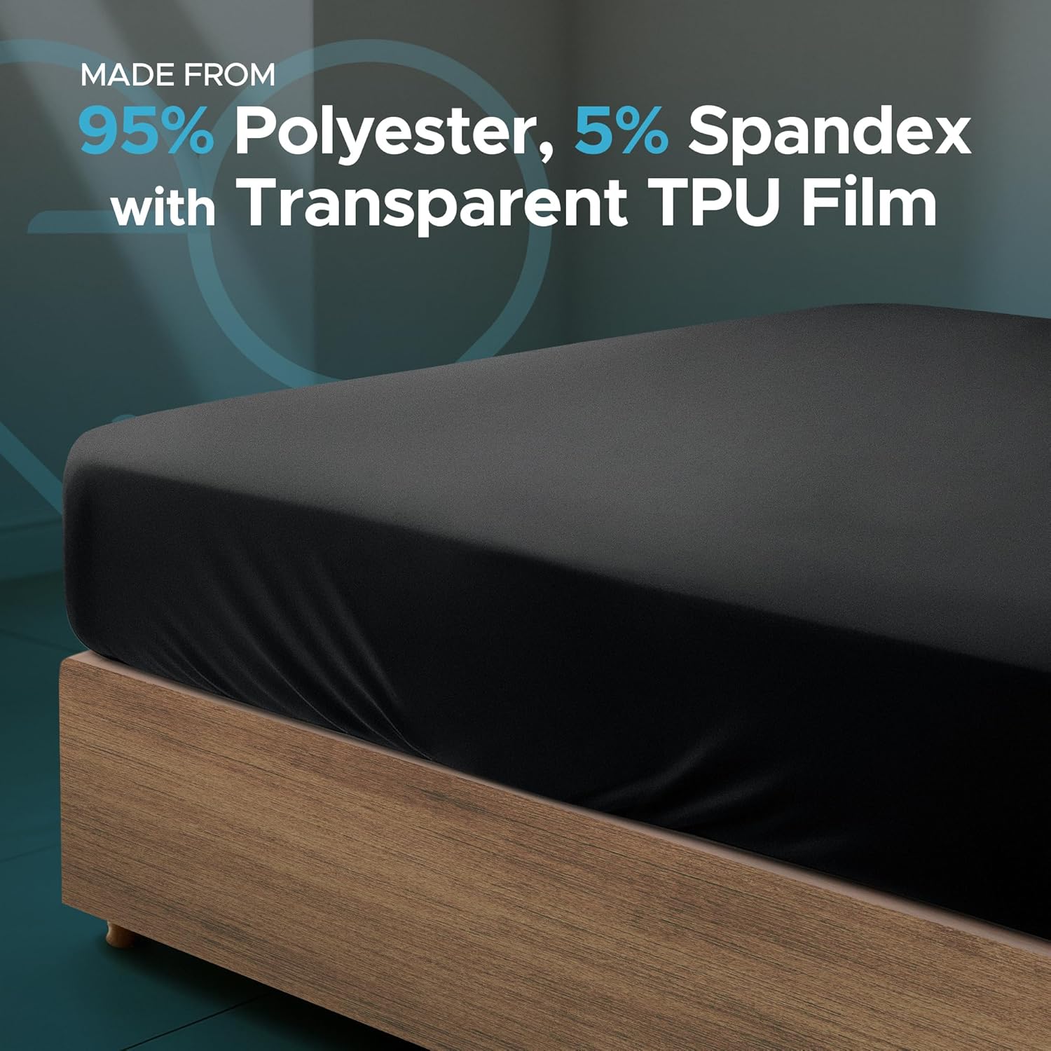 Lenzuolo con Angoli Queen Impermeabile, Nero - immagine 4